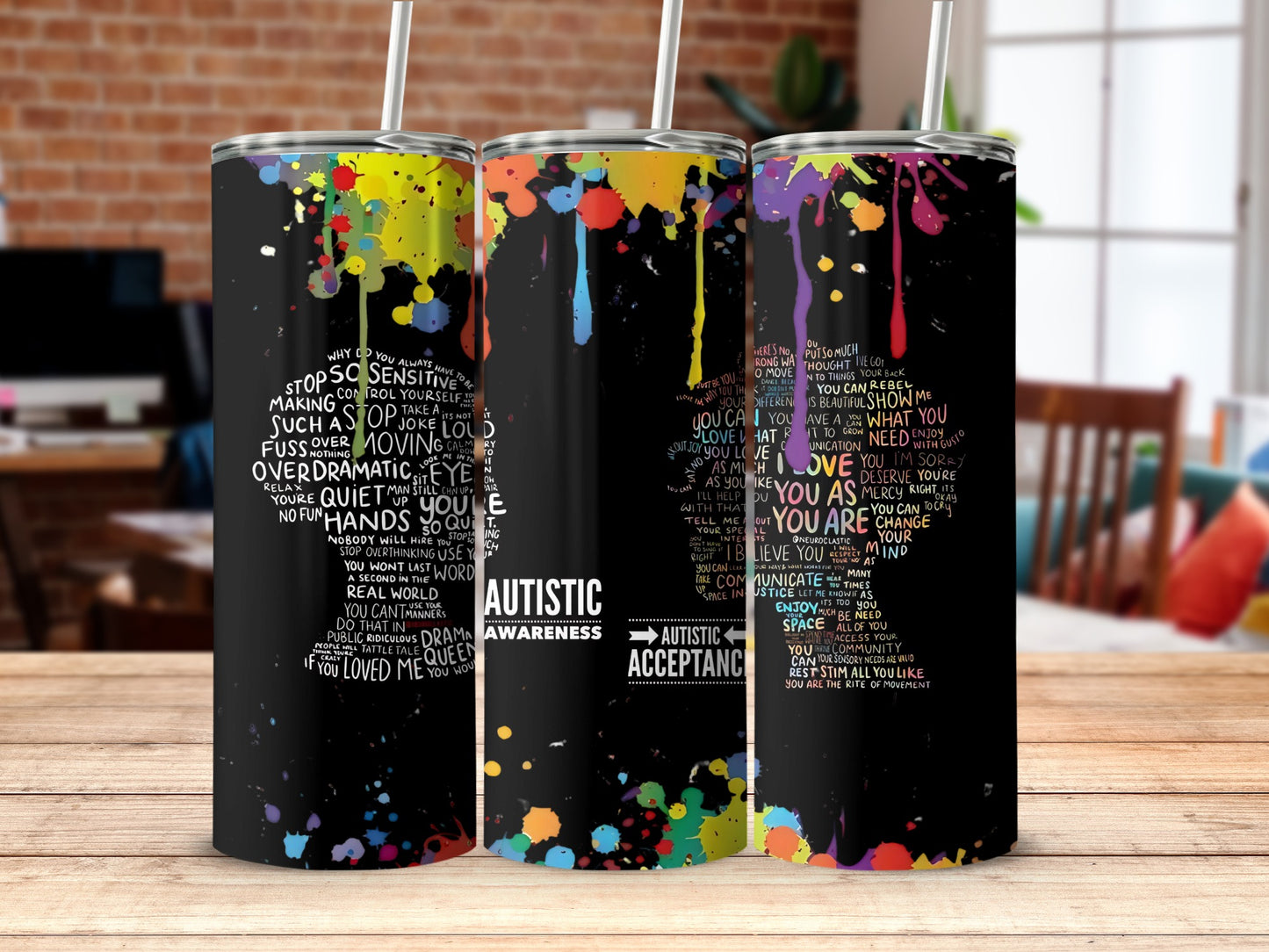 Colorful Autistic Awareness and Acceptance Tumblers