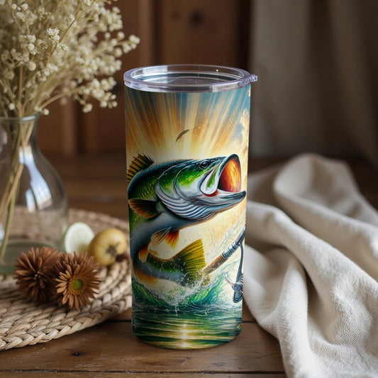 Vibrant Fish Attack Tumbler for Outdoor Enthusiasts