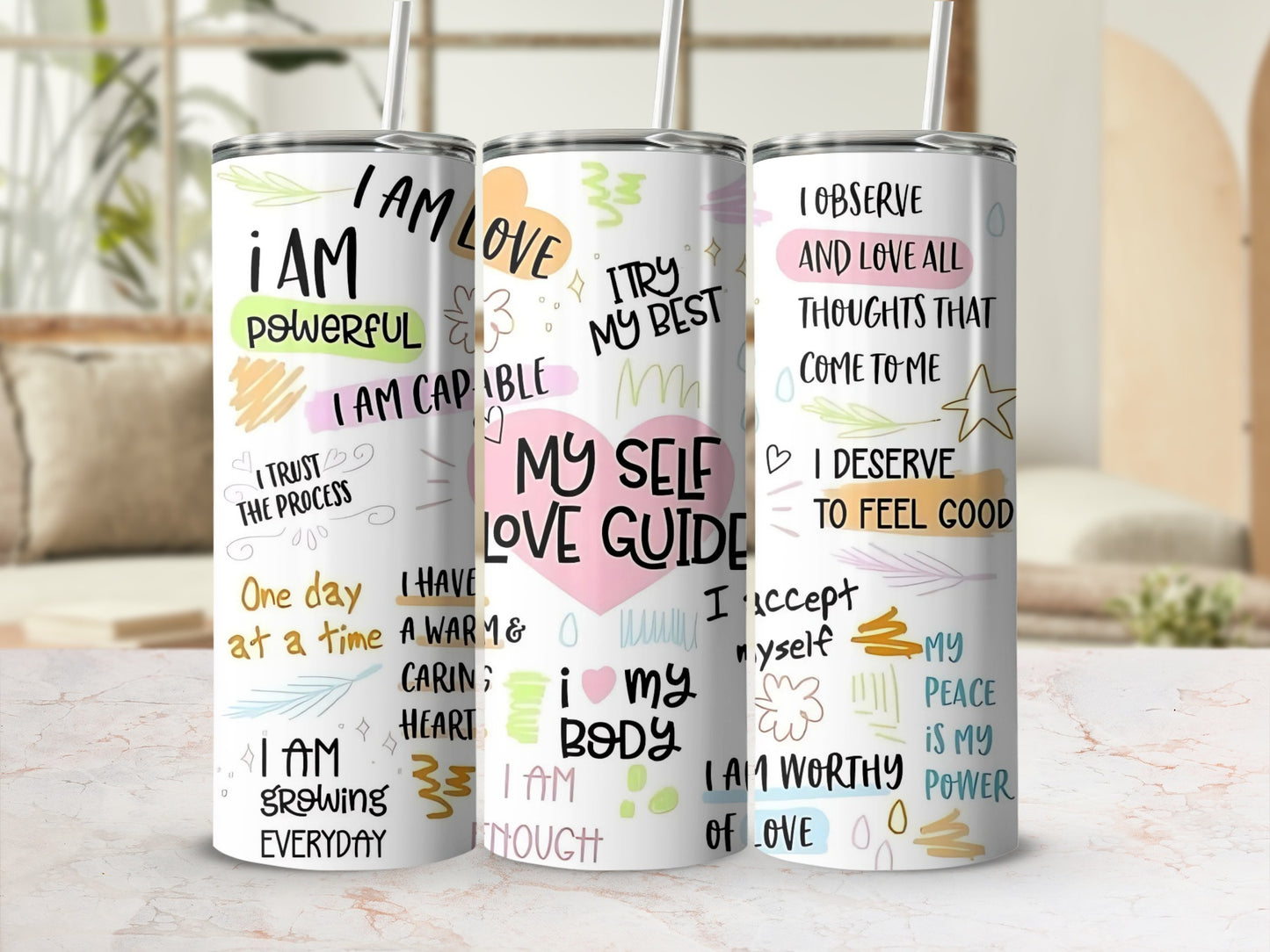 Inspirational Self Love Affirmations Tumbler Product