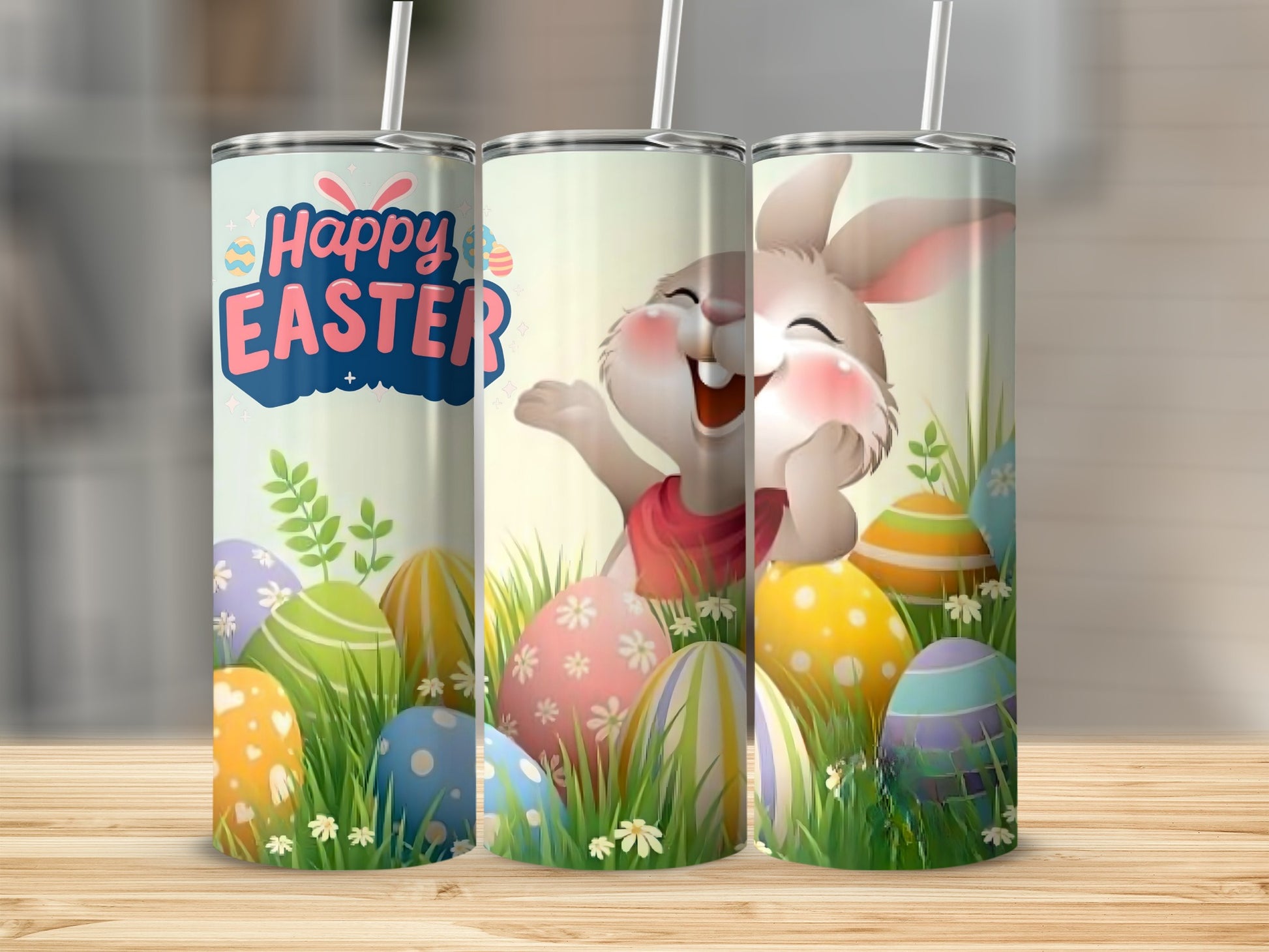Happy Easter Bunny with Colorful Eggs Tumbler