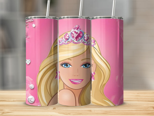 Barbie Princess Pink Background Rhinestones for Tumblers