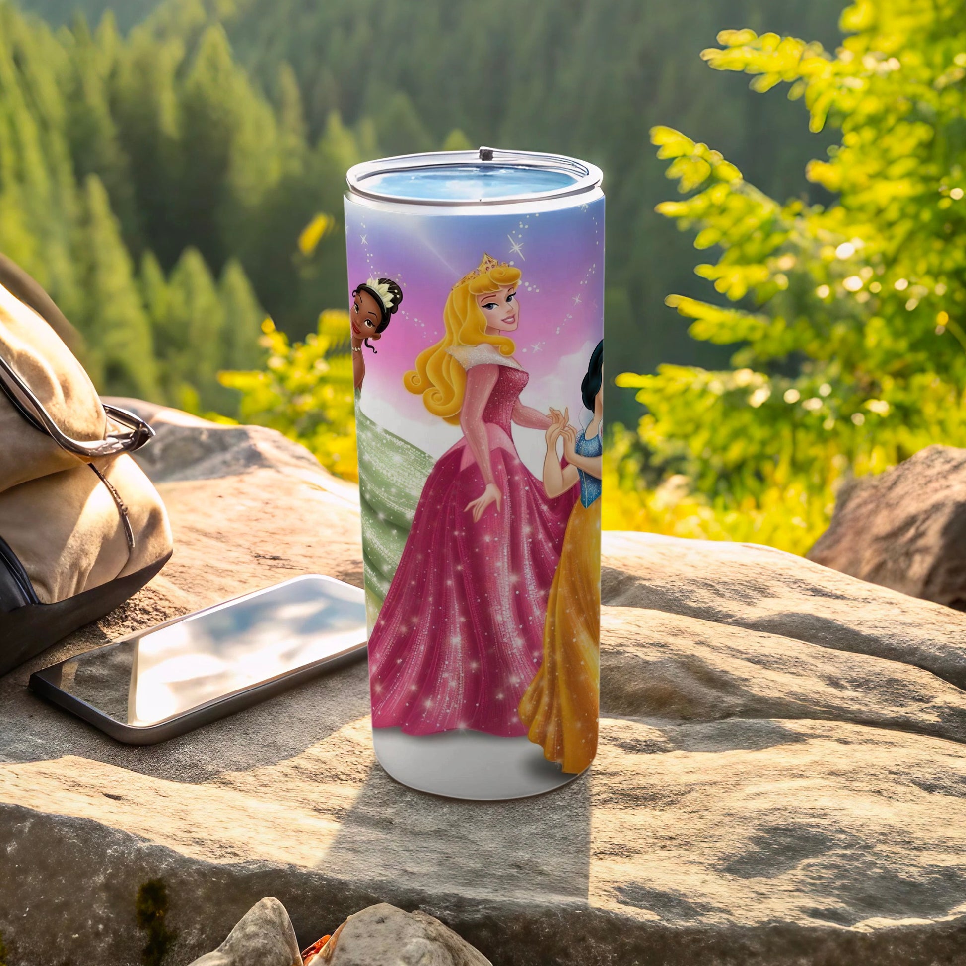 Sparkling Princesses Tumbler with Scenic Background