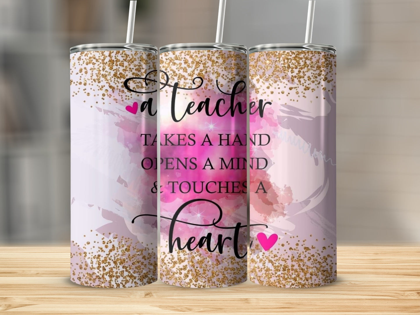 A Teacher Opens A Mind Touches A Heart Design Tumblers