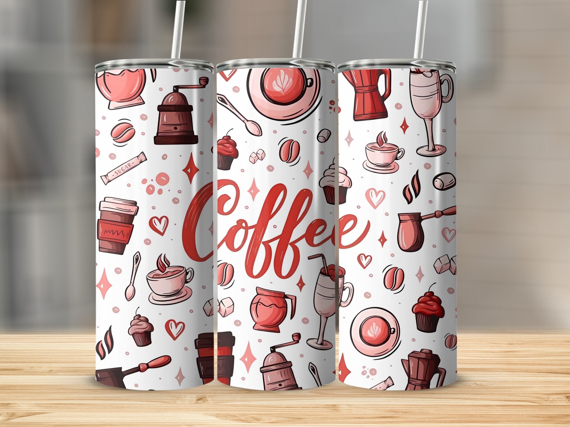 Coffee Themed Insulated Tumbler Double-Walled Flask