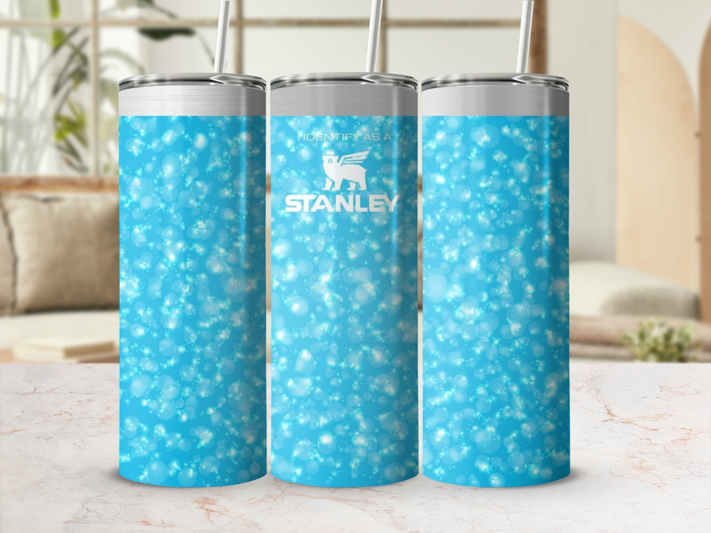 Blue Stylish Tumbler with Fun Bubble Pattern Design