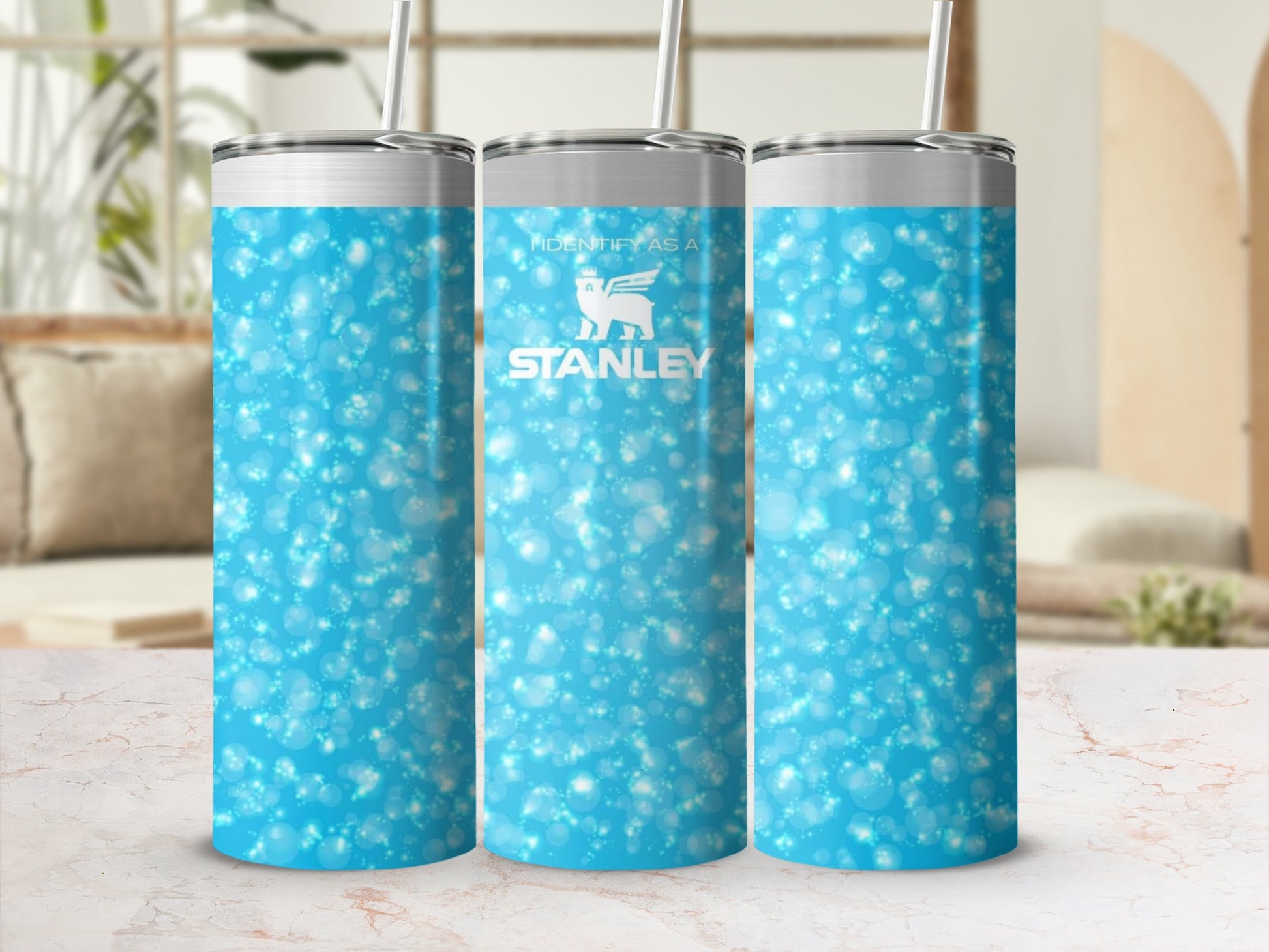 Blue Stylish Tumbler with Fun Bubble Pattern Design