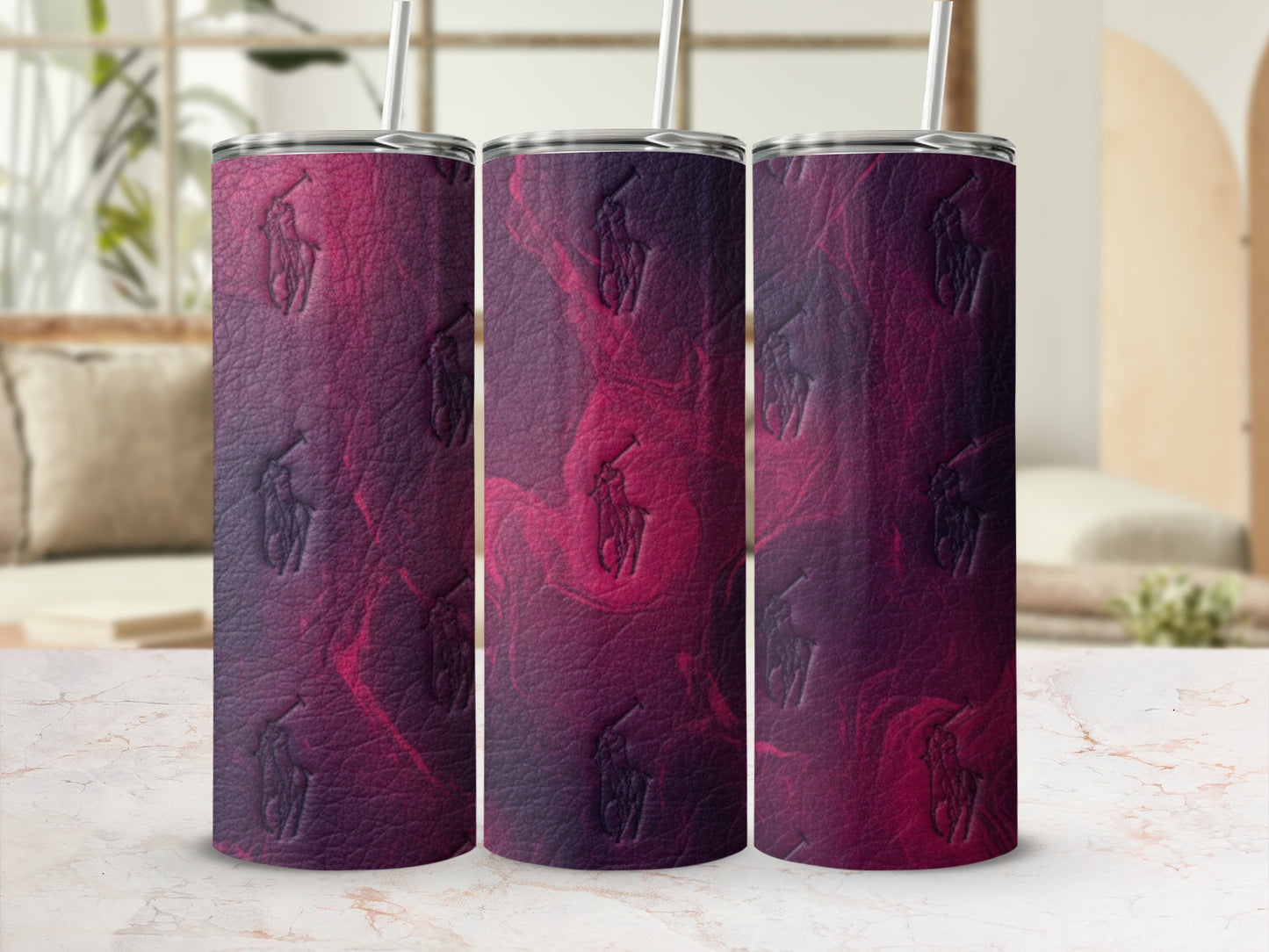 Pink Purple Polo Horse Print Abstract Design Tumblers