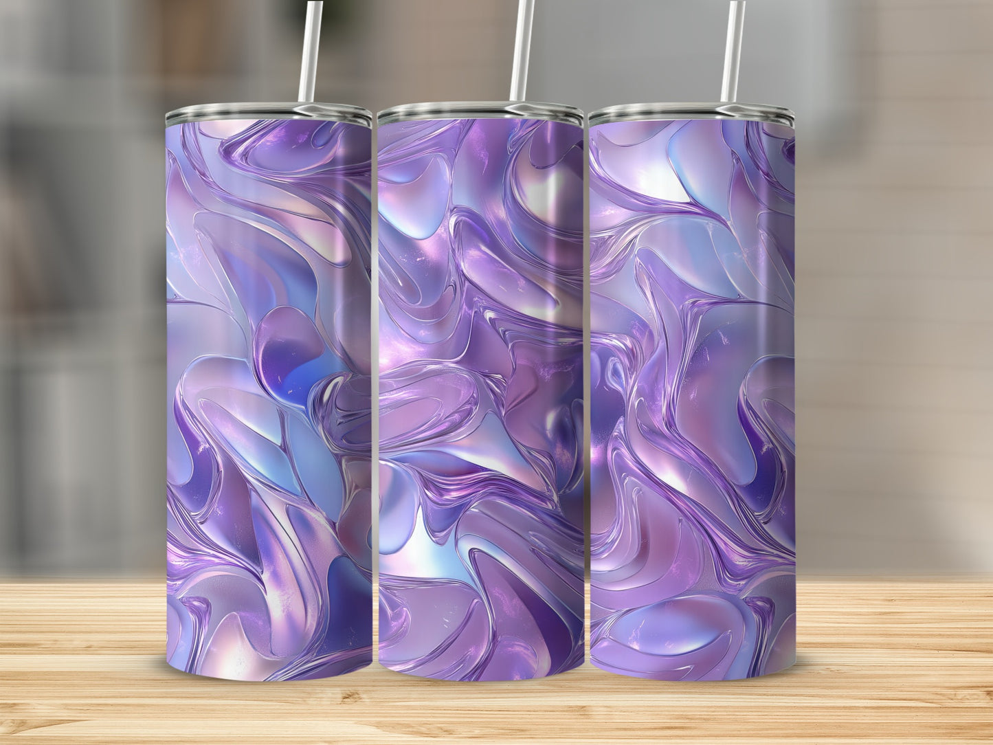 Iridescent Abstract Flowing Shapes Design Pattern Tumblers