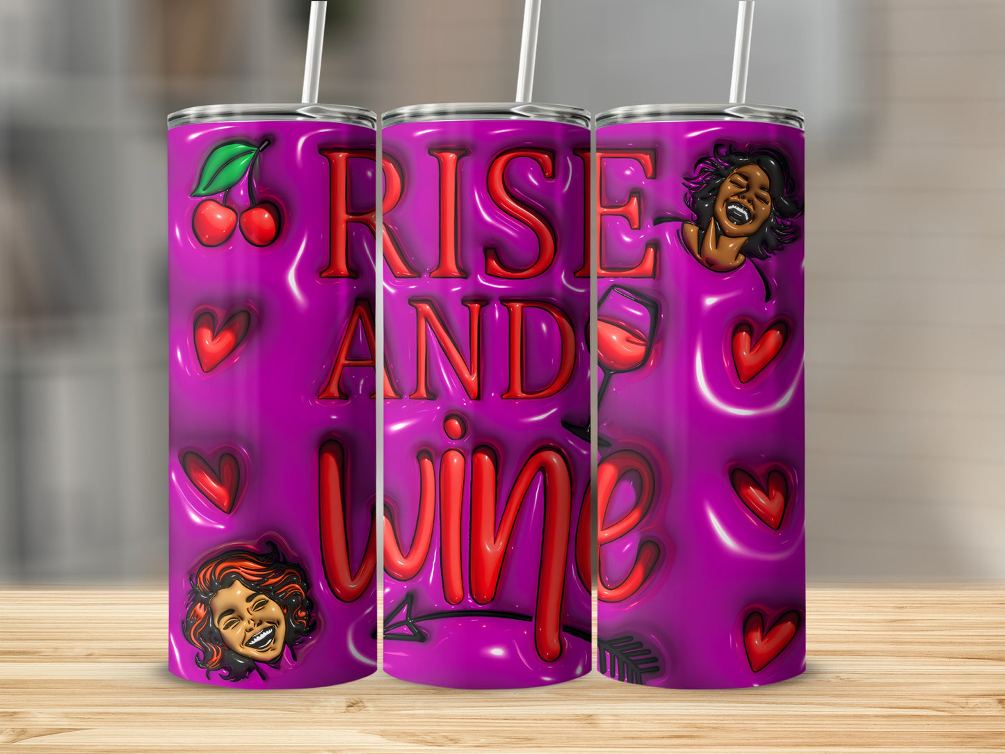 Purple Rise AND Wine Smiling Woman Cherries Hearts product type