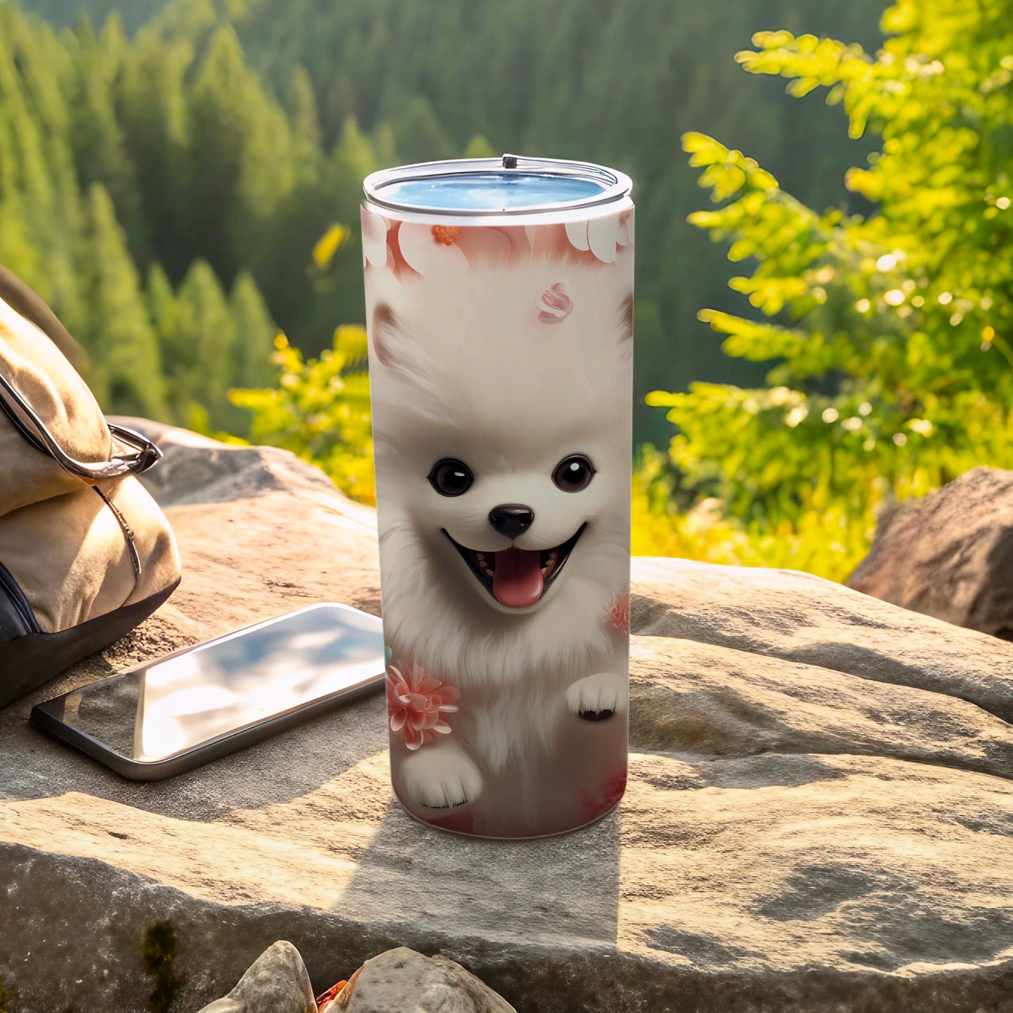 Cute White Pomeranian Dog Floral Design Tumbler product type
Pomeranian
Pomeranian dog
Cute dog
Fluffy dog
Happy dog
Dog lover gift
Floral design
Flower art
Pink flowers
Tumbler
Travel mug
Drinkware
Pet owner gift
Animal print
Puppy design
White dog
Custom tumbler
Unique gift
Nature inspired
Outdoor themed