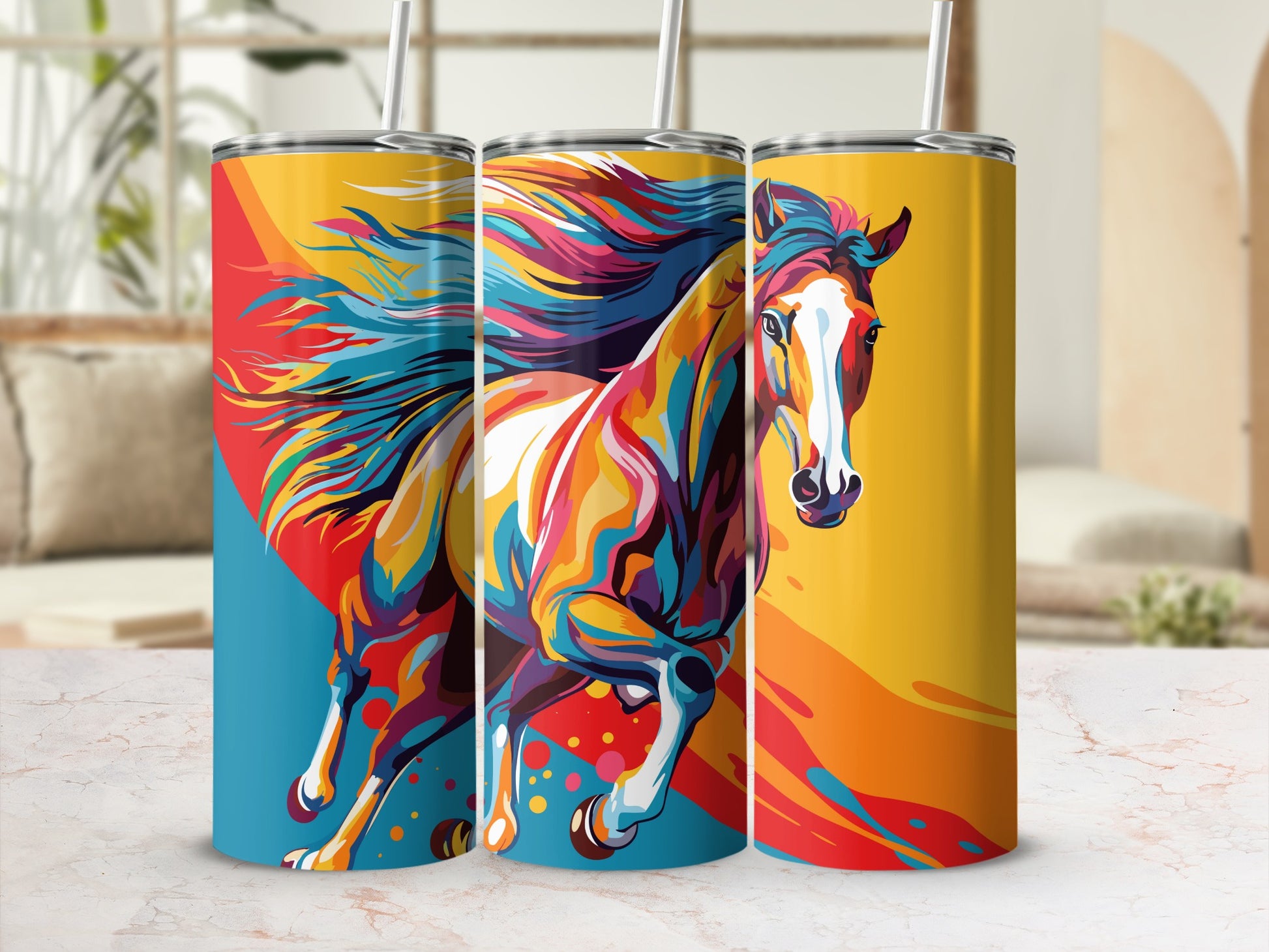Colorful Galloping Horse Design Tumbler Product