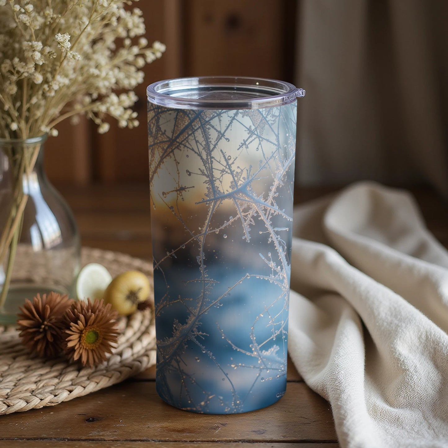 Abstract Frosted Pattern on Blue background tumbler