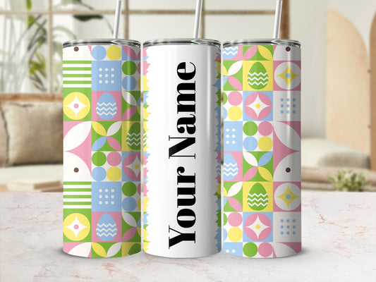 Personalized Colorful Geometric Pattern Tumbler