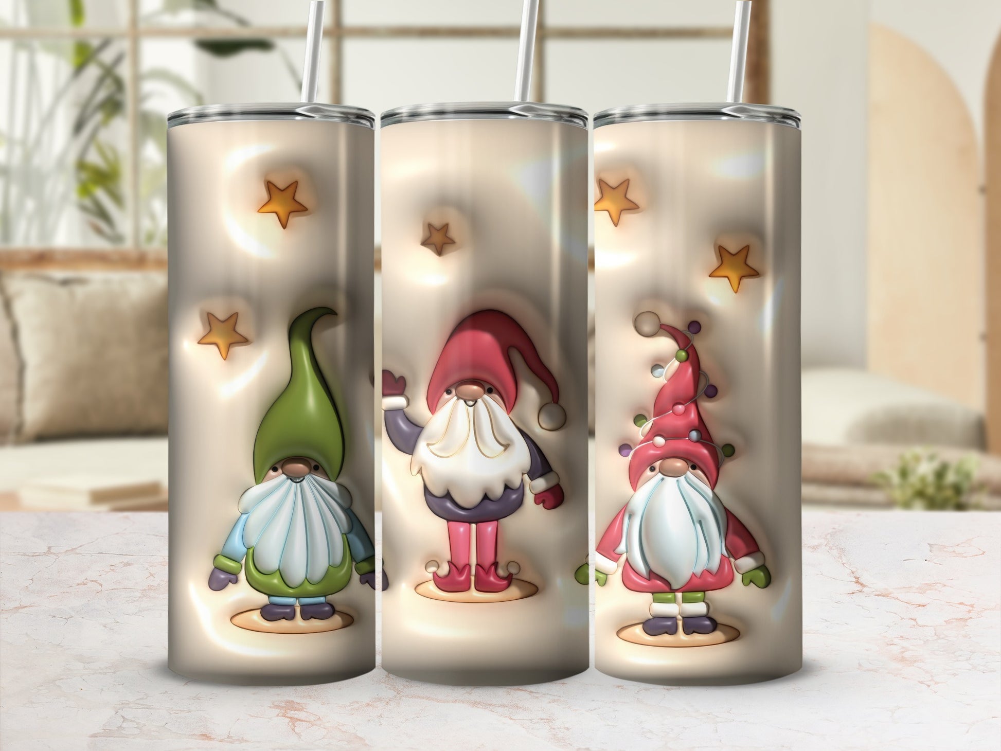 Adorable Gnomes and Stars Design Tall Tumbler Cup