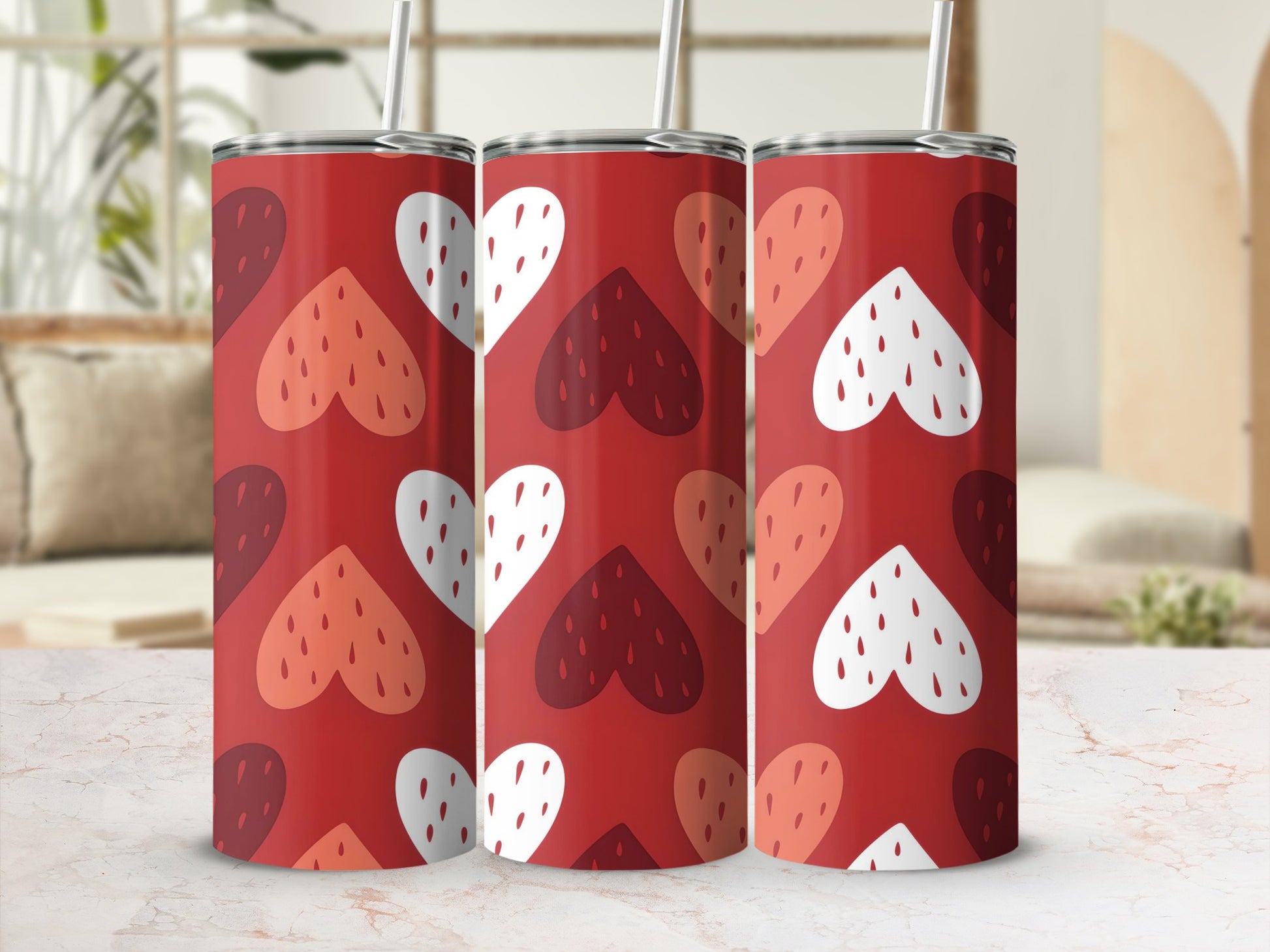 Fun Heart Patterned Tumblers for Stylish Hydration
