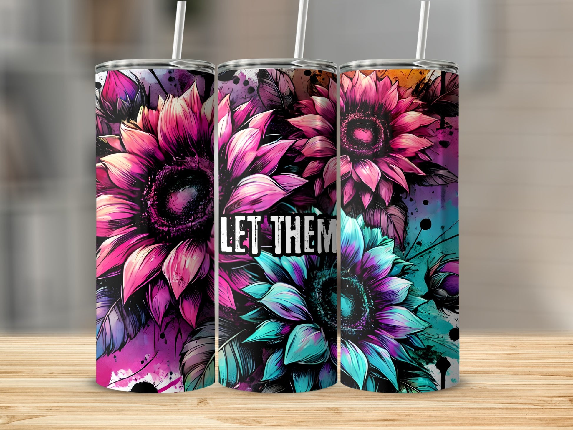 Vibrant Sunflower Let Them Drink Tumbler Cup