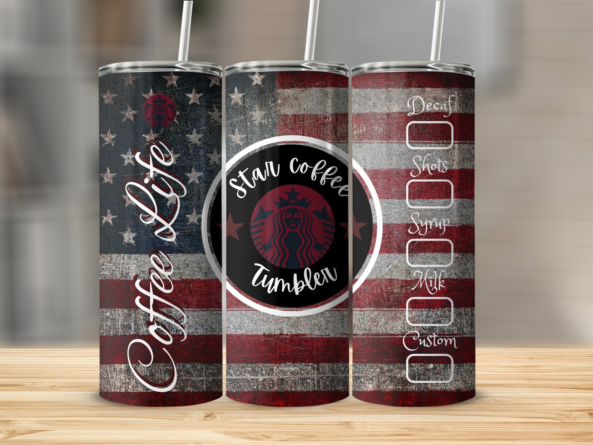 Patriotic Coffee Life Star Coffee Tumbler 20oz Travel Mug