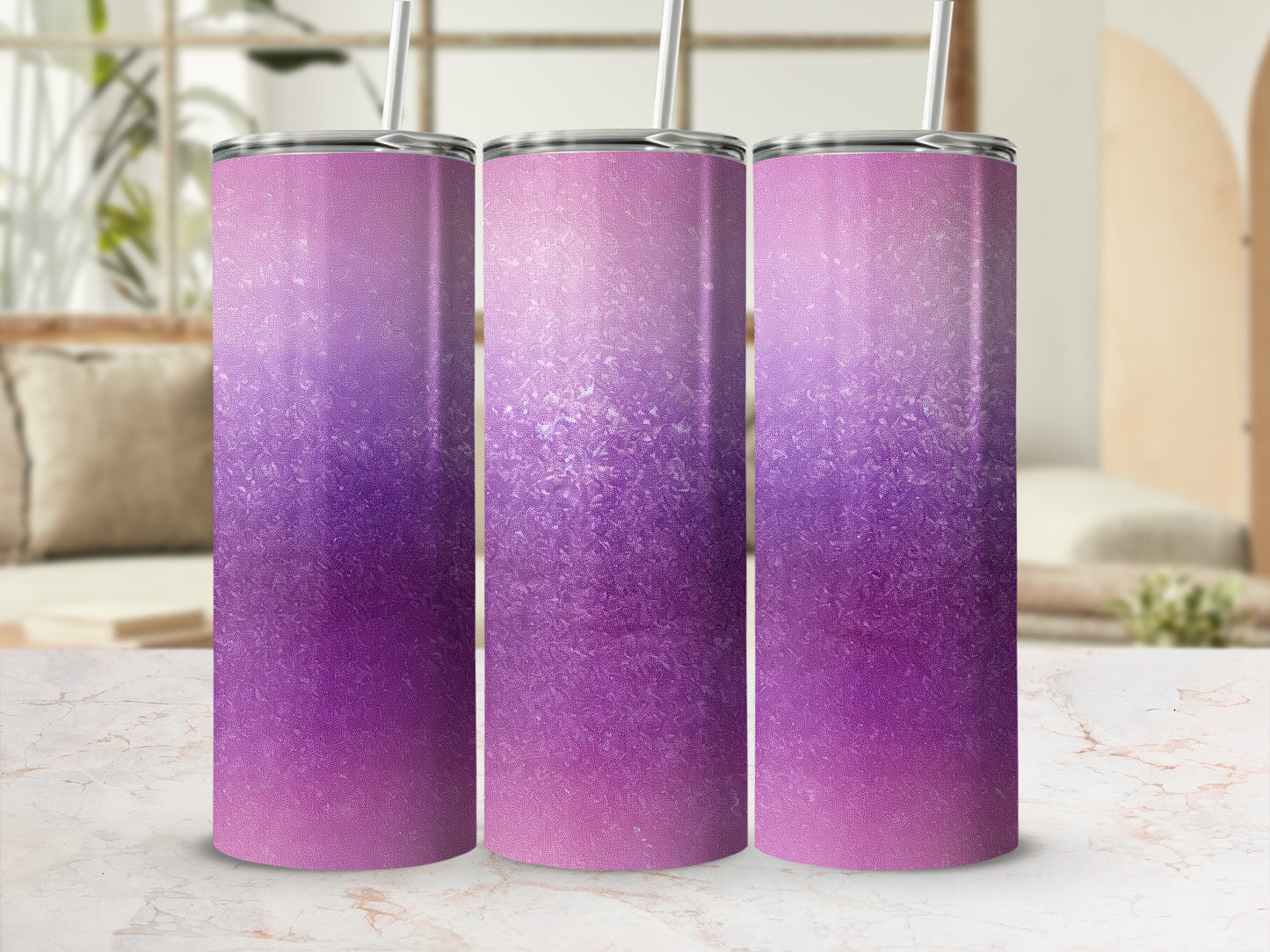 Pink Purple Glittery Gradient Textured Drink Tumbler product type