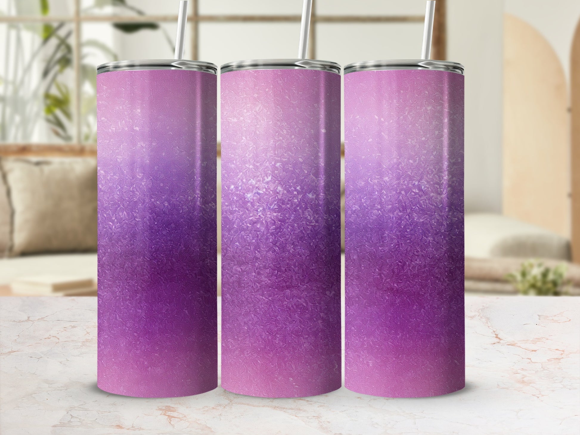 Pink Purple Glittery Gradient Textured Drink Tumbler product type