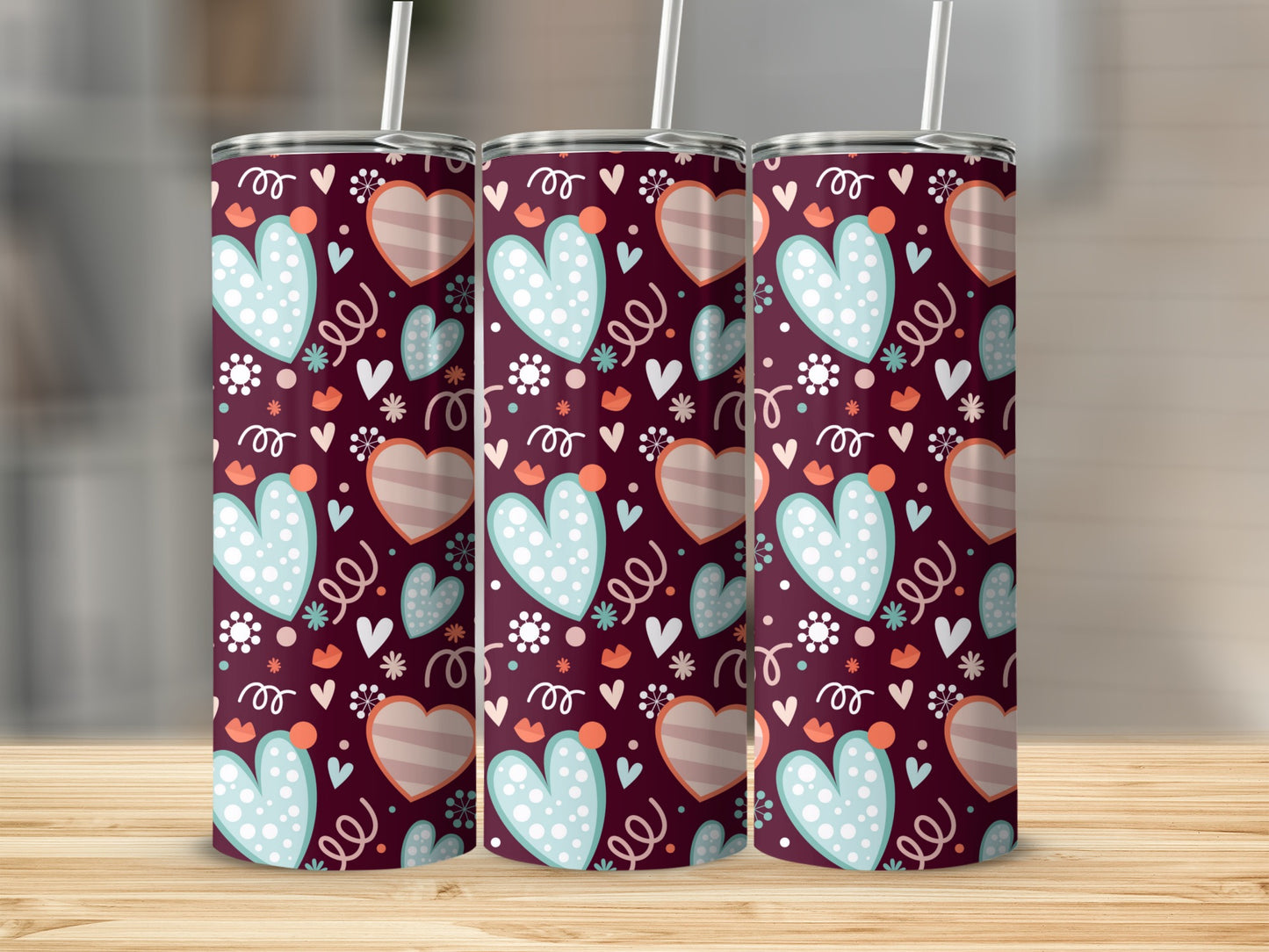 Heart Patterned Insulated Drinkware for Everyday Use