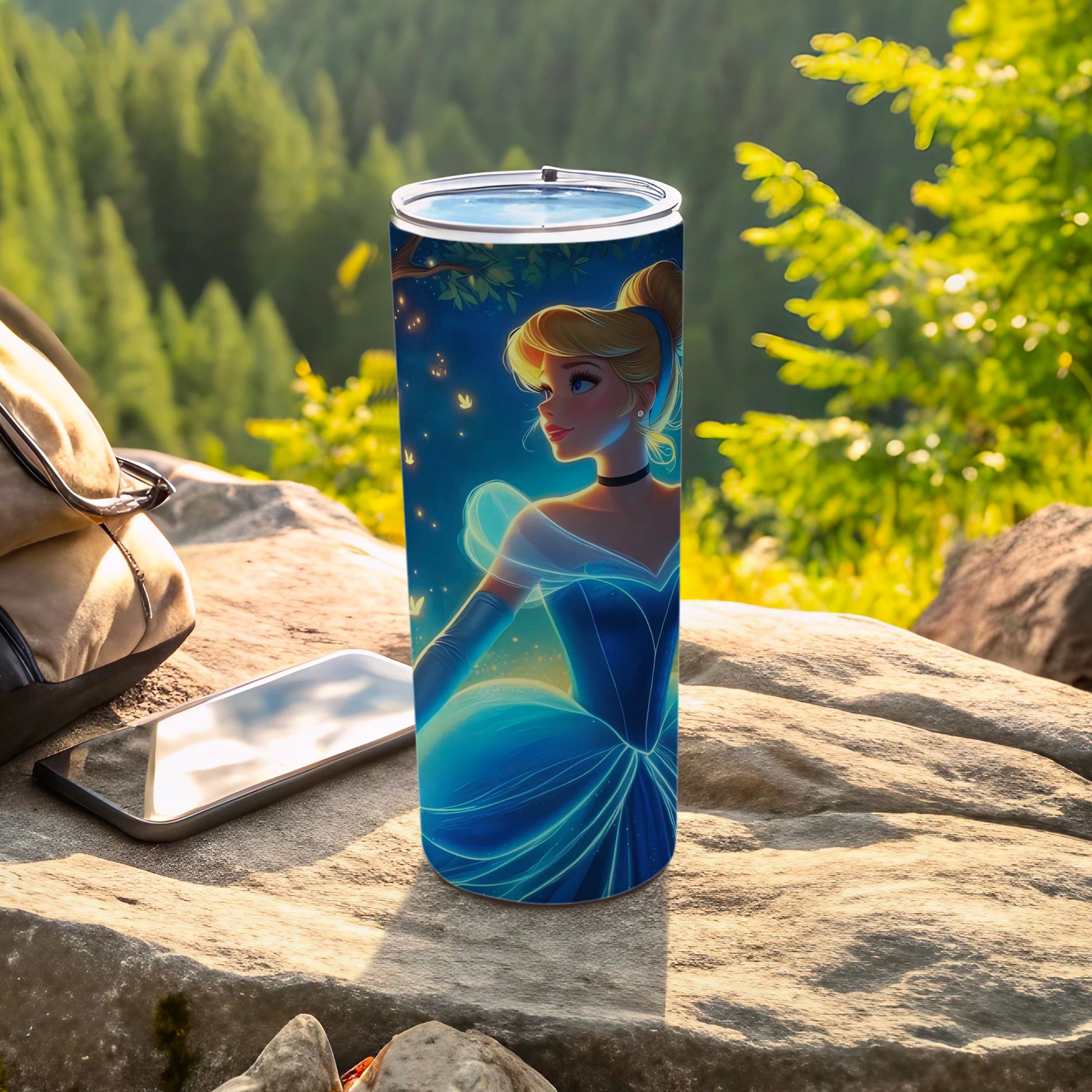 Enchanting Princess Blue Gown Tumbler with Lid