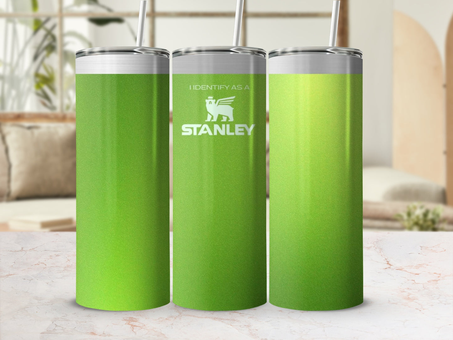 Bright Green Tumbler with Stanley Logo for Hyrdration