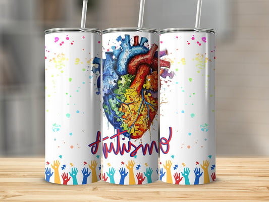 Autism Heart Puzzle Design Tumbler Multicolor