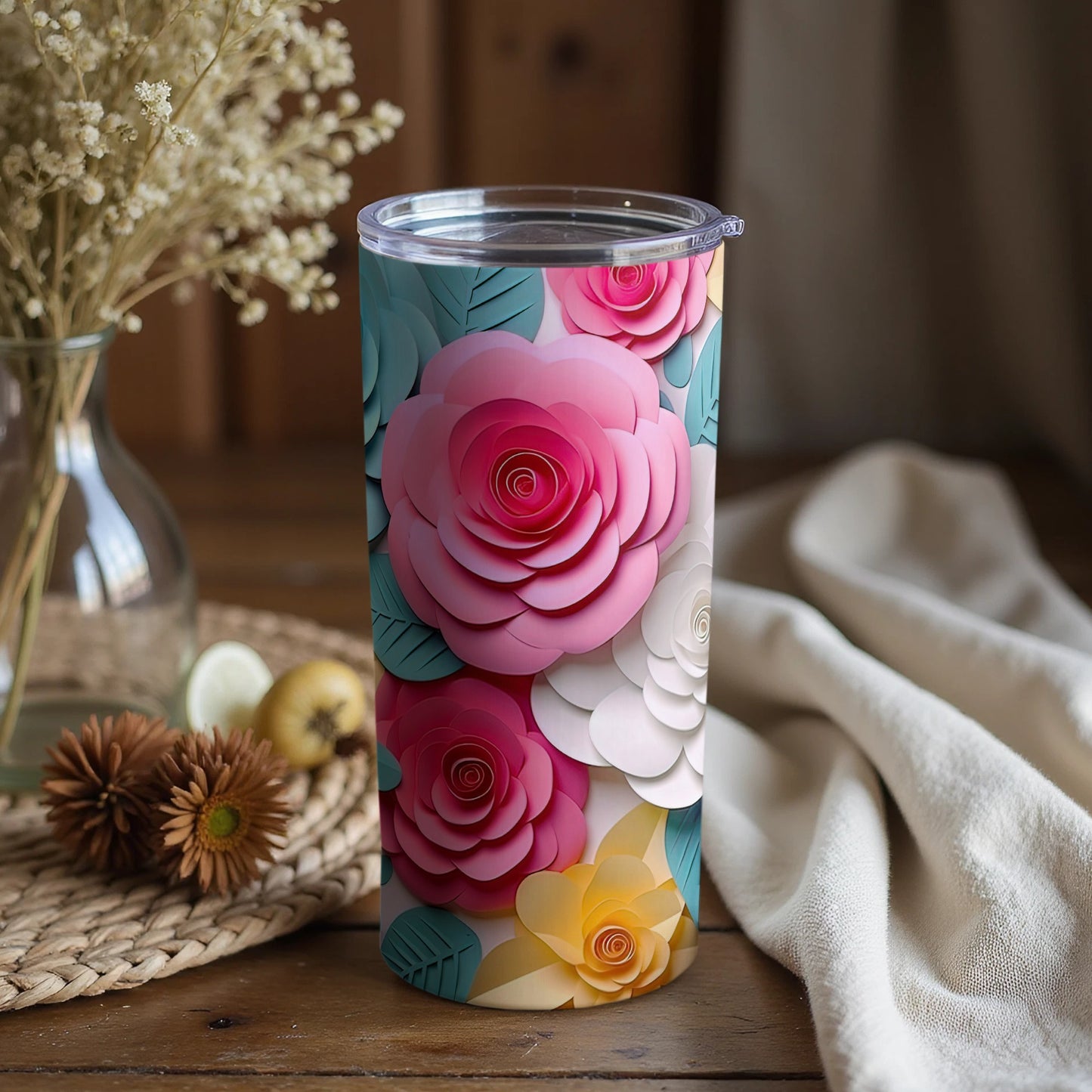 Colorful Floral Insulated Tumbler for Keeping Drinks Warm