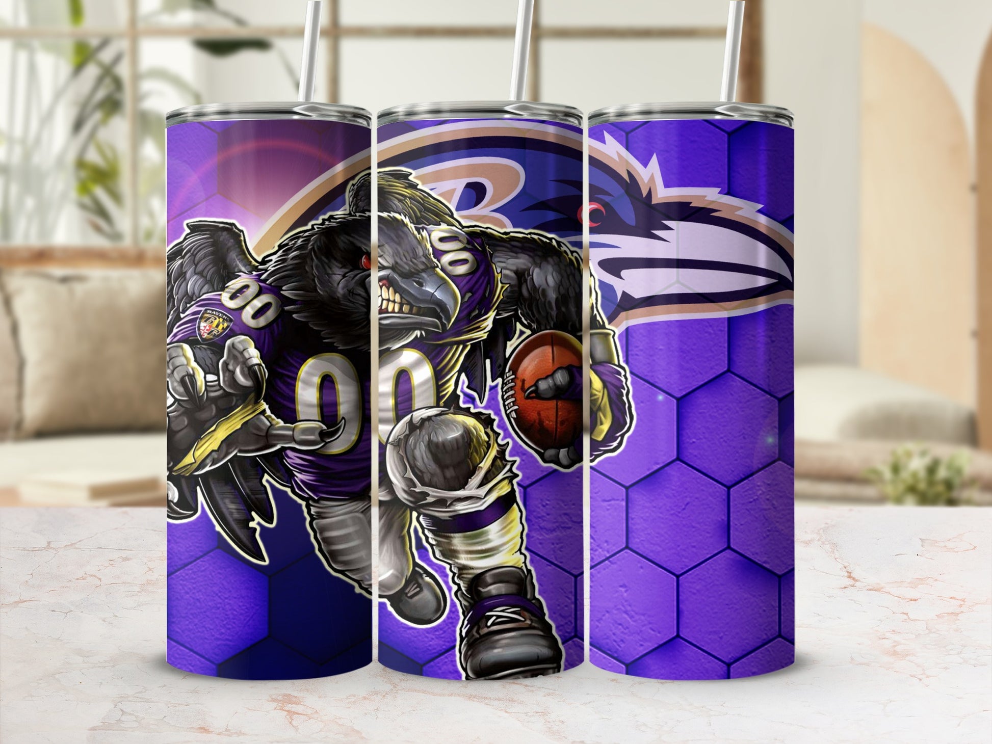 Fierce Raven Design Custom Tumbler with Sports Theme