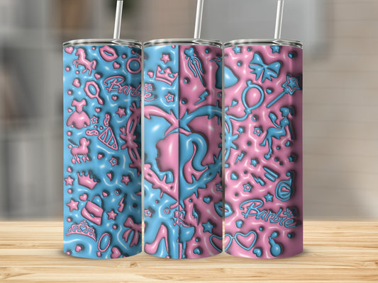 Barbie Pink Meets Blue With Iconic Doll Imagery Tumblers