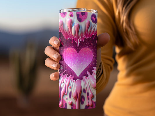 Heart Burst Pink Leopard Valentine Theme Art Tumblers