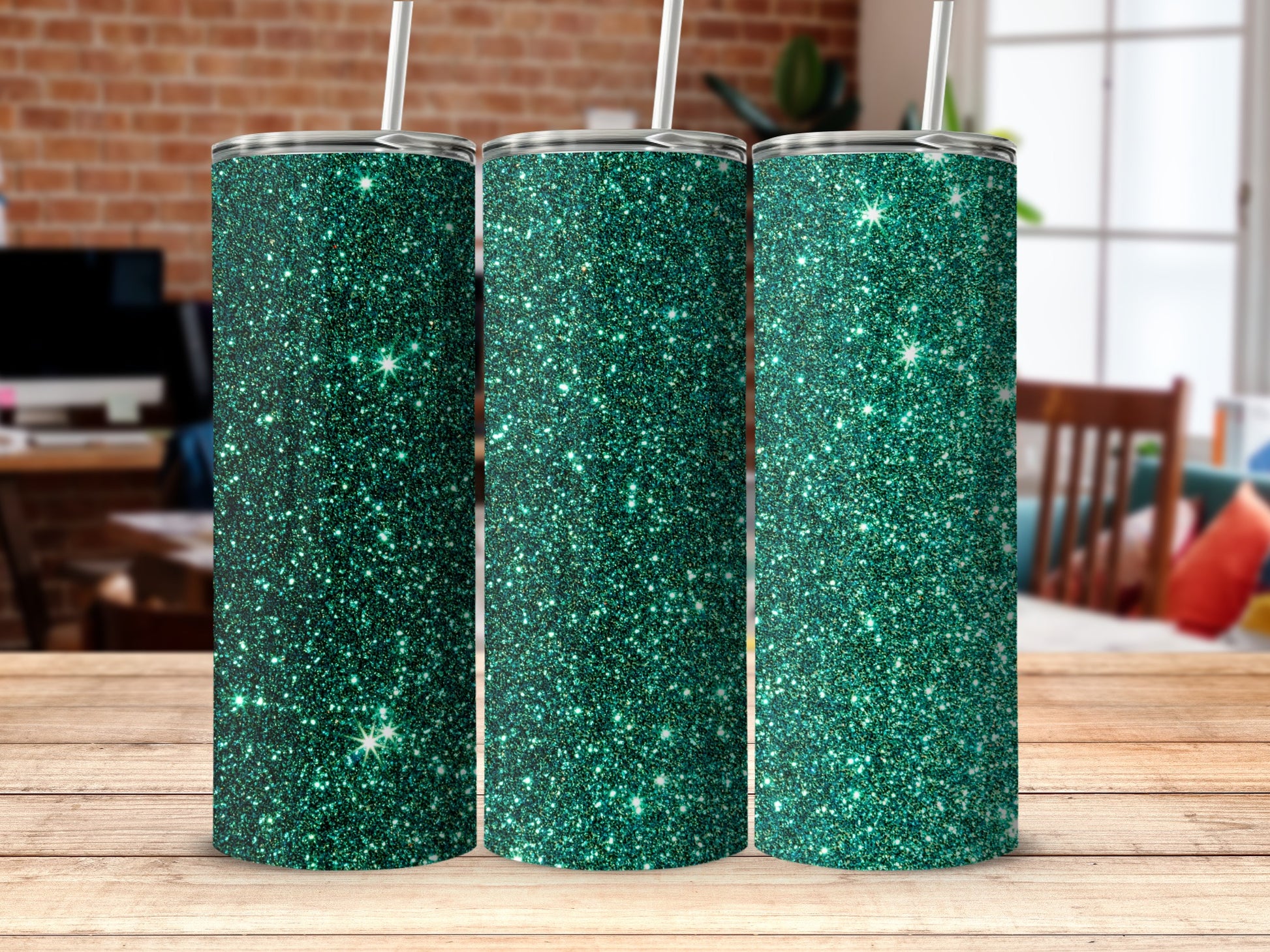 Sparkling Emerald Green Glitter Tumbler 20 oz Cup product