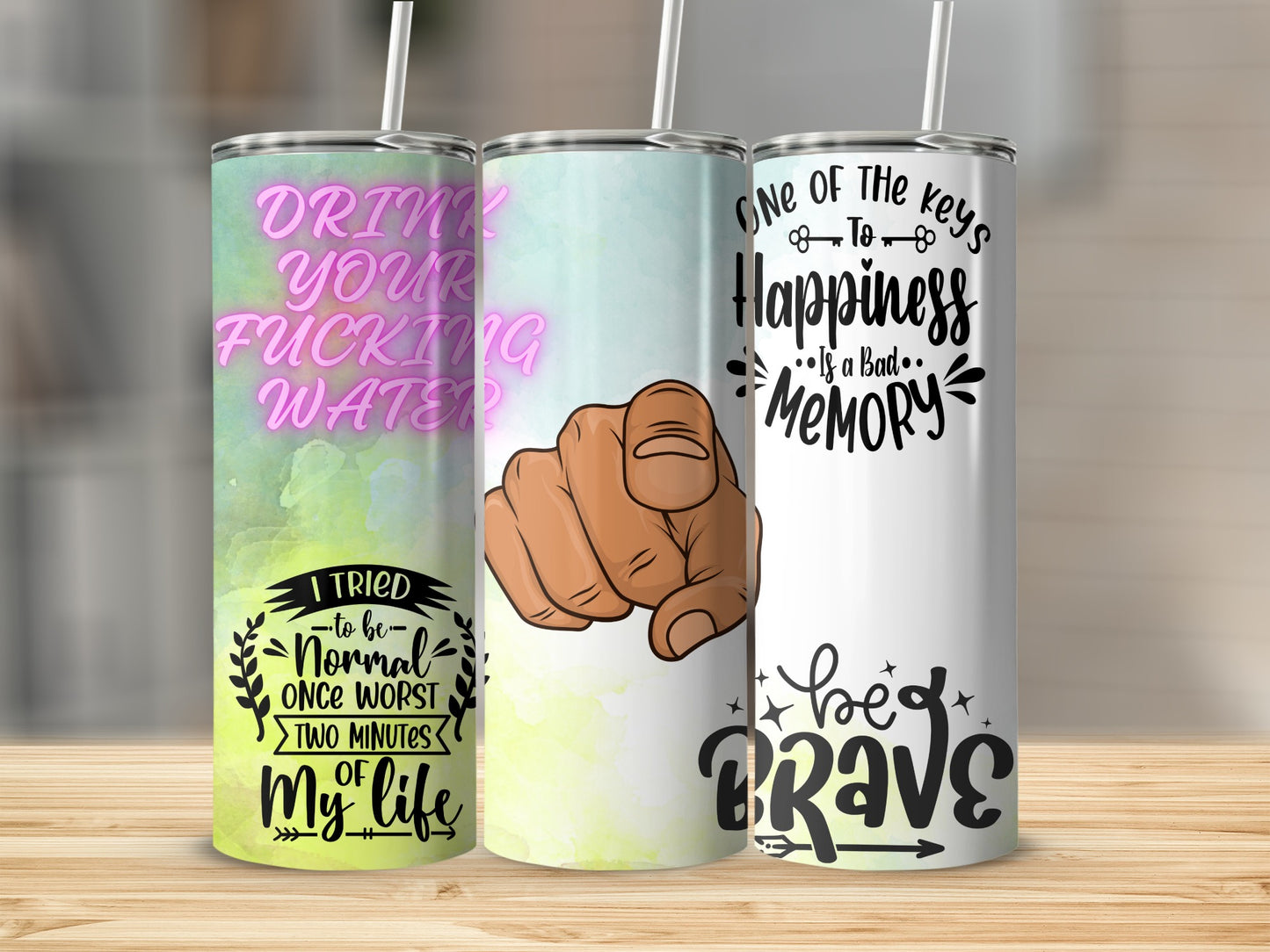 Motivational and Humorous Graphic Tumbler Set