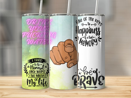 Motivational and Humorous Graphic Tumbler Set