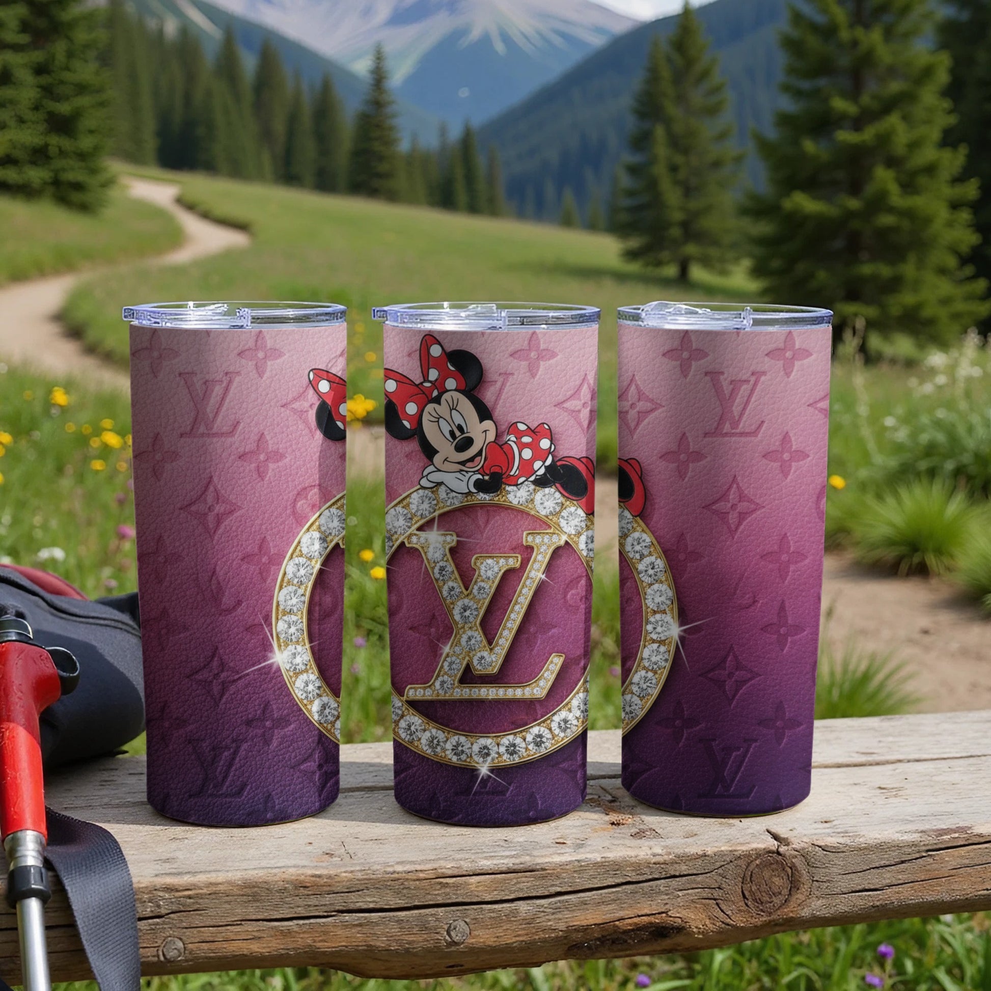 Minnie Mouse LV Rhinestone Purple Gradient Tumbler