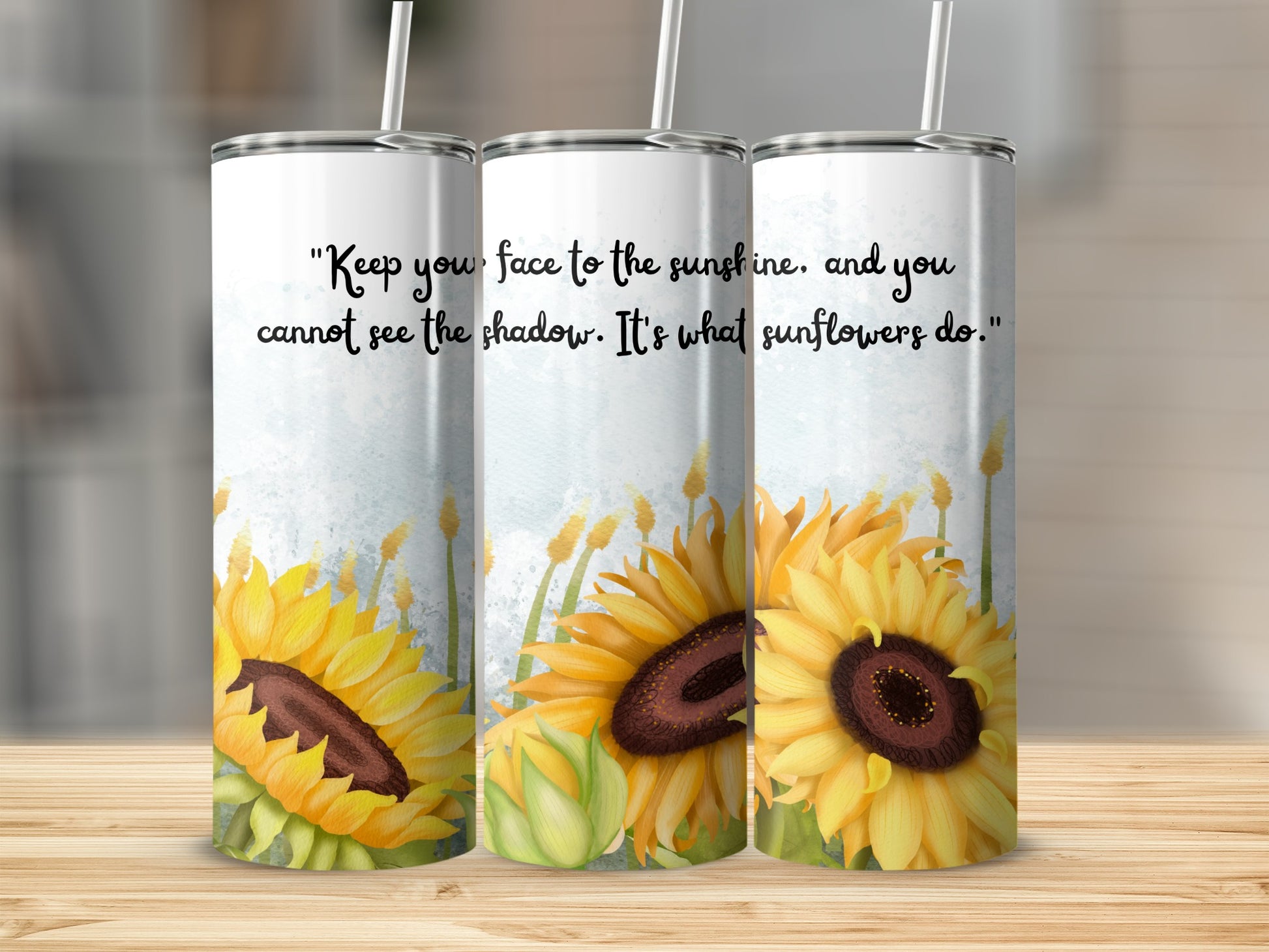 Sunflower Themed Insulated Drinkware with Inspirational Quote