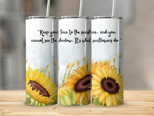 Sunflower Themed Insulated Drinkware with Inspirational Quote