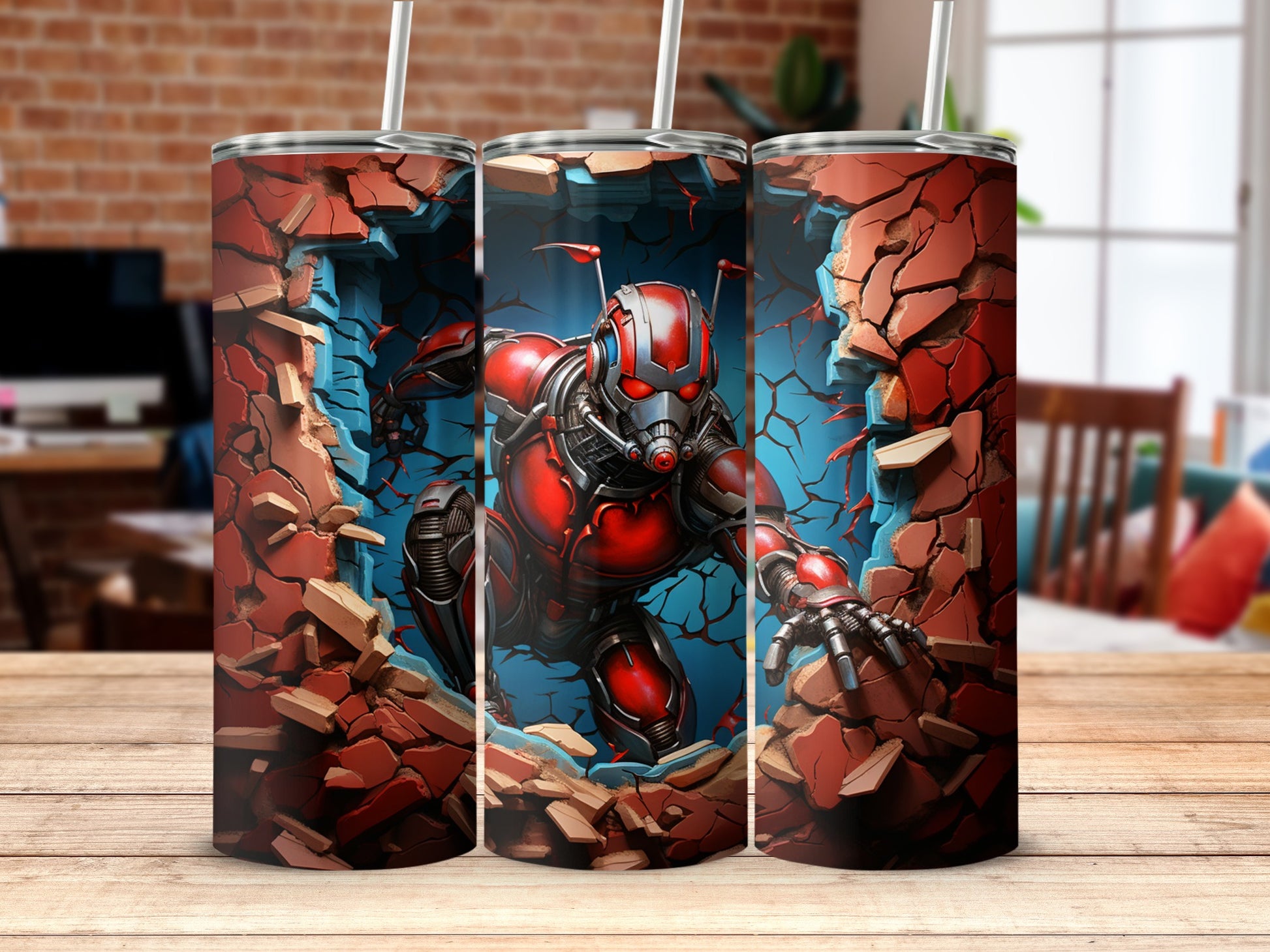 Hero Breaking Through Wall Customizable Tumbler