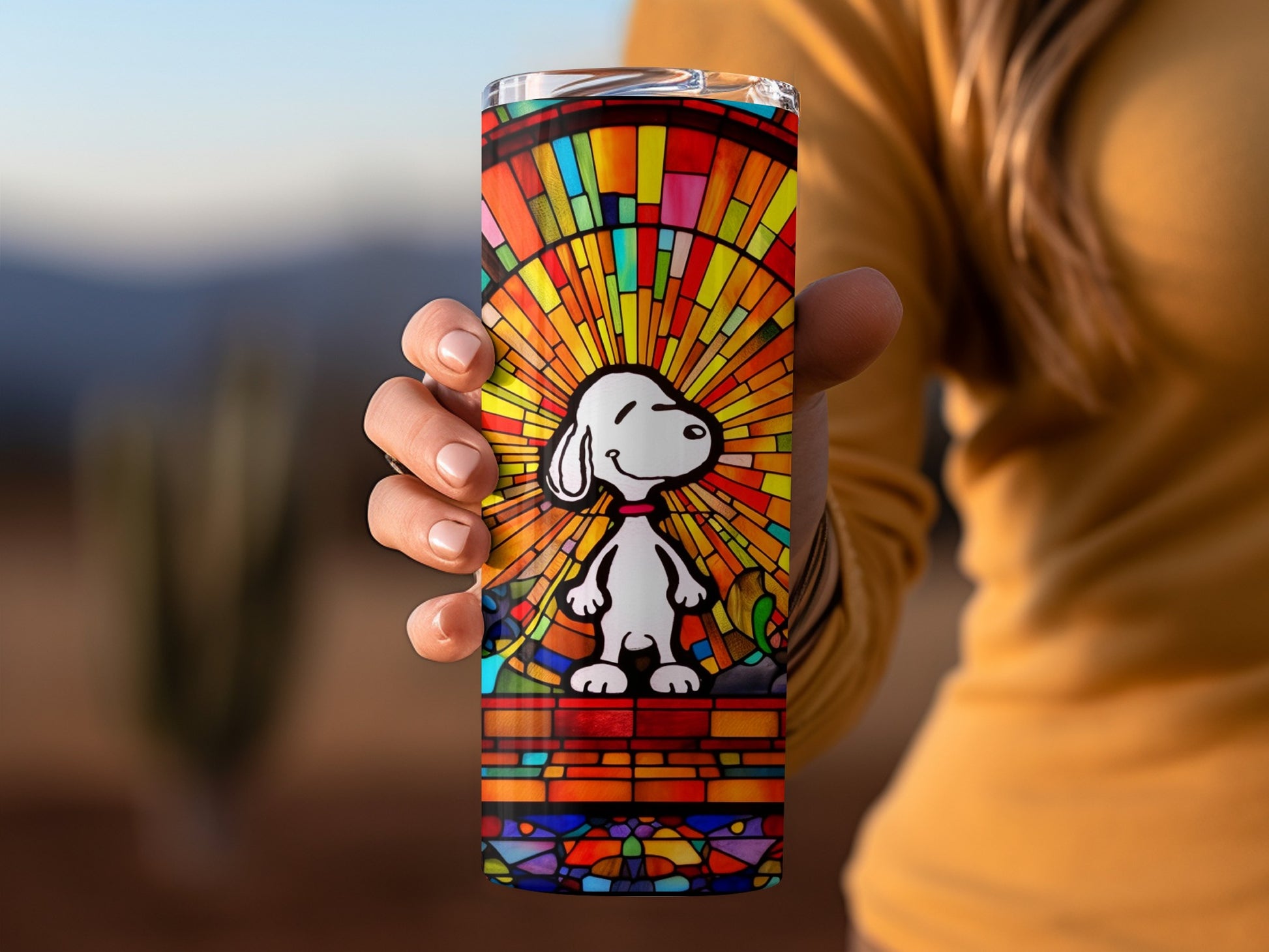 Vibrant Stained Glass Style Dog Art Tumbler