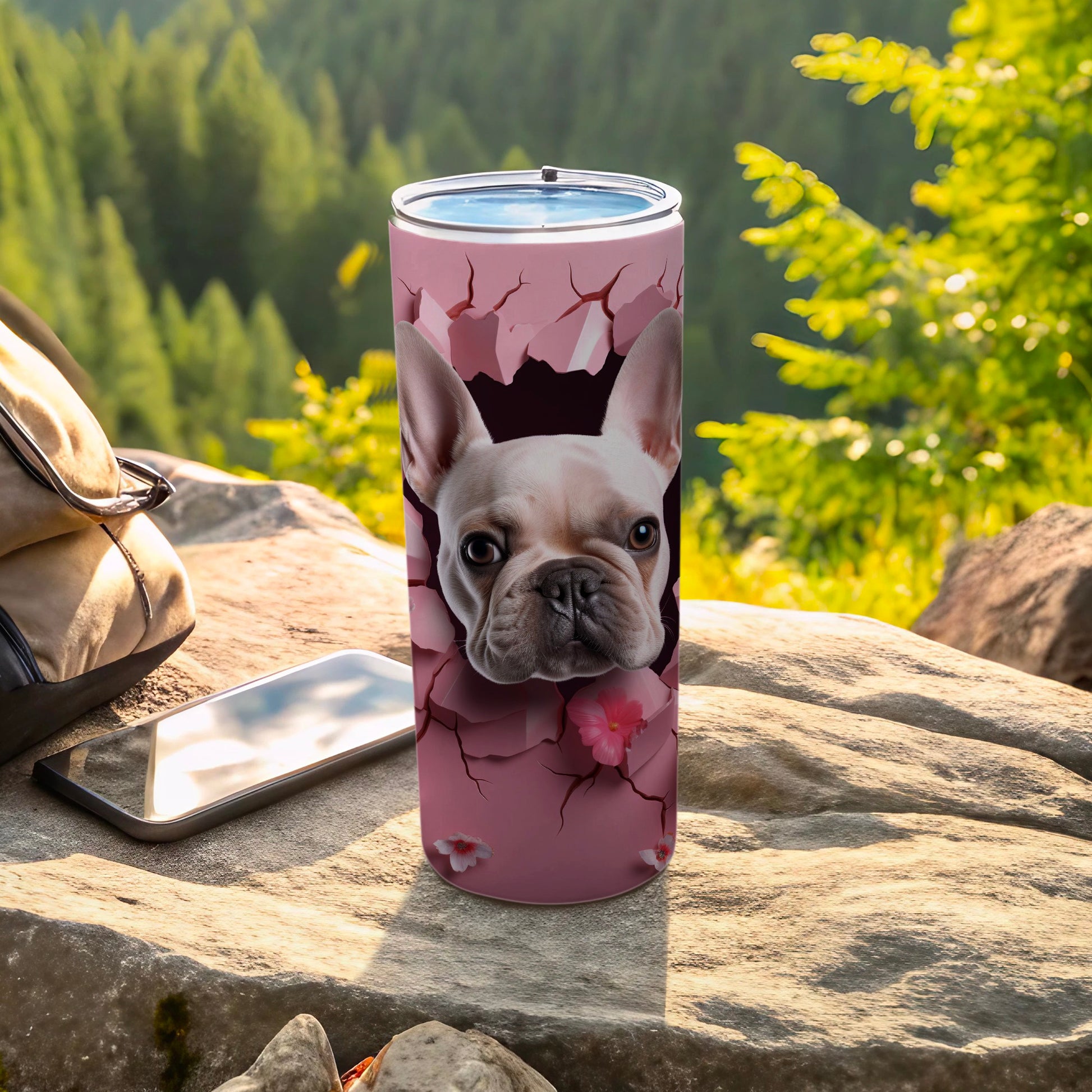 Pink French Bulldog Cracked Design Tumbler product type