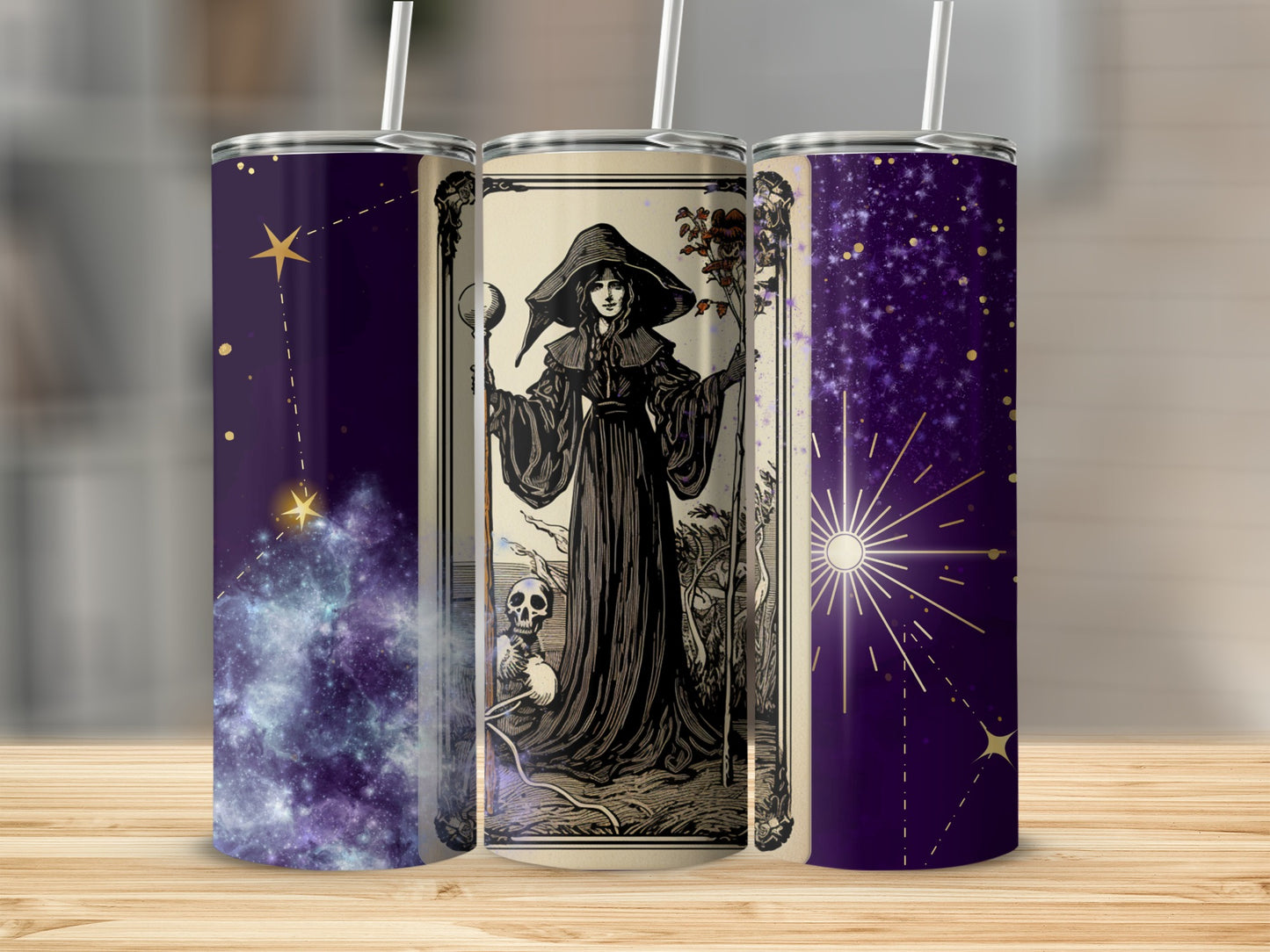 Gothic Witch Starry Night Tumbler for Unique Gifts