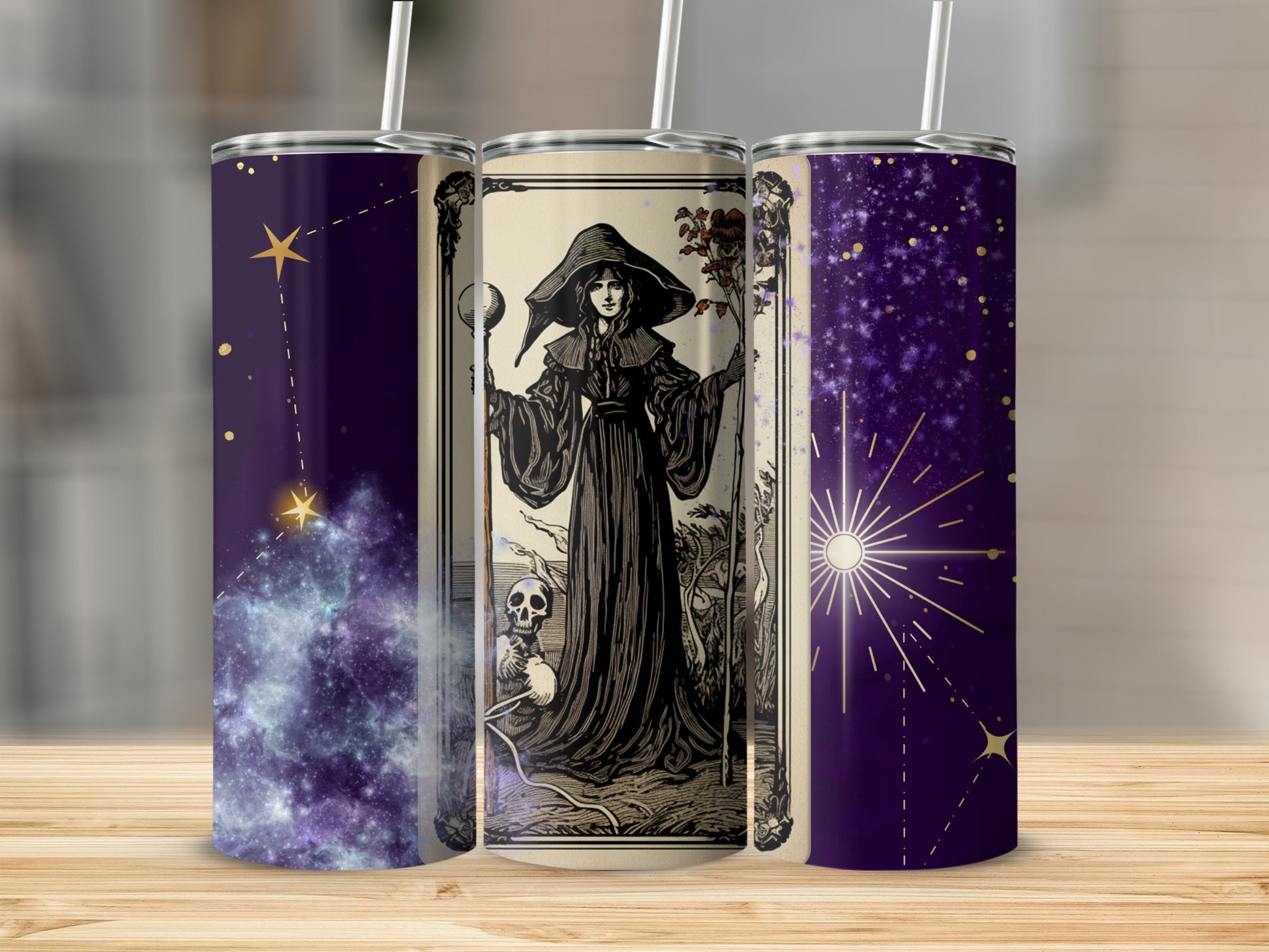 Gothic Witch Starry Night Tumbler for Unique Gifts