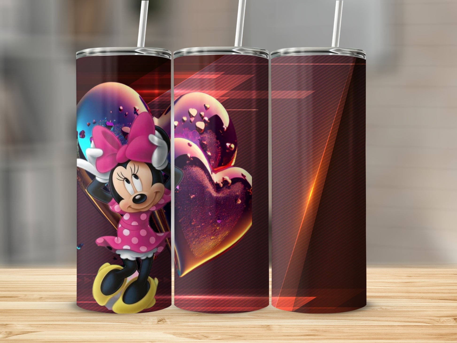 Cartoon Character Pink Hearts Design Tumbler