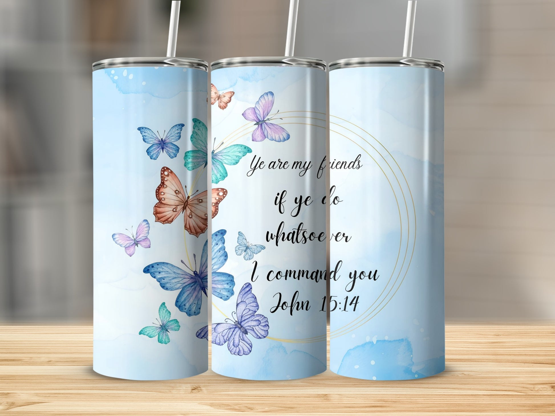 Inspirational Butterfly Design Custom Tumbler Gift