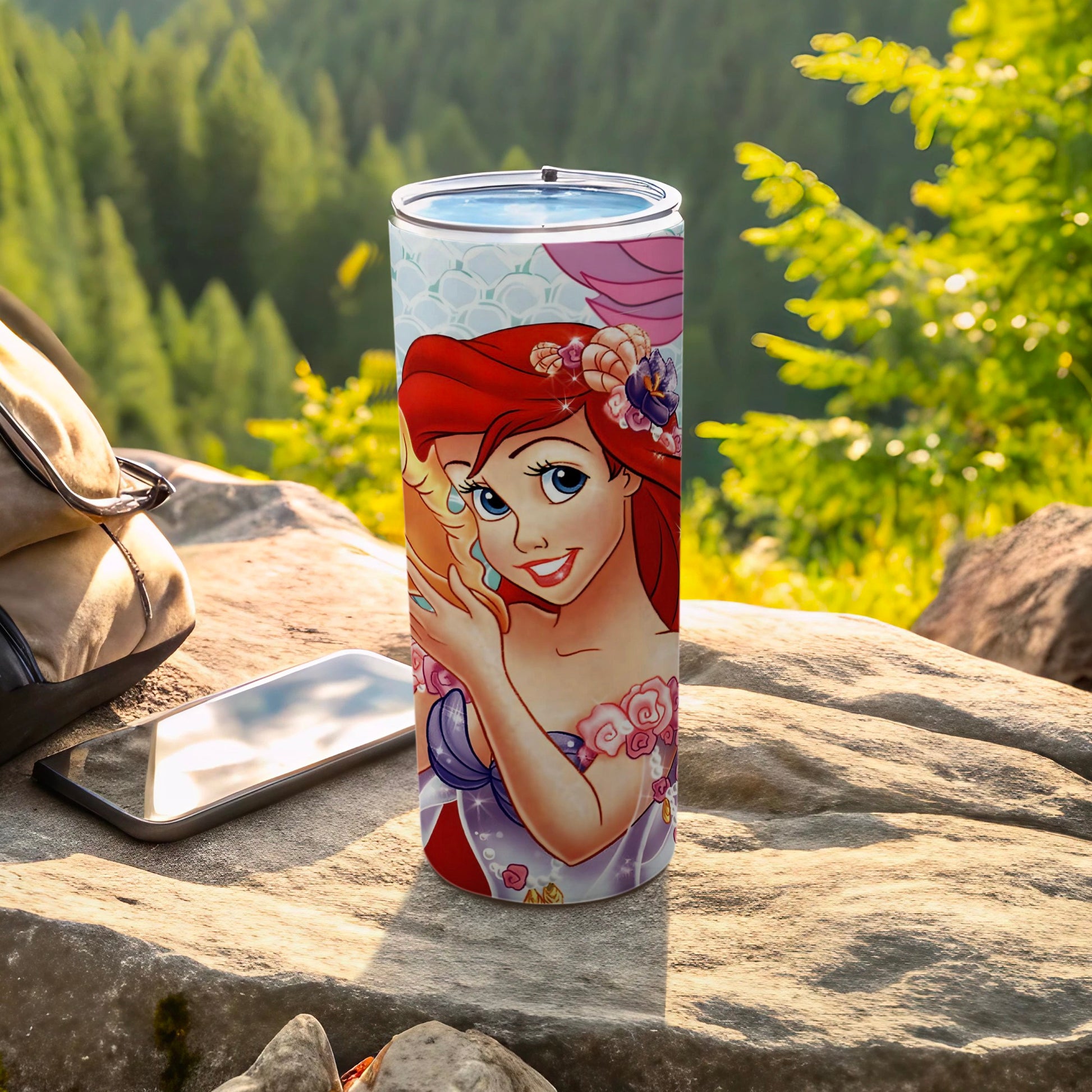 Little Mermaid Princess Artwork Design Travel Tumbler