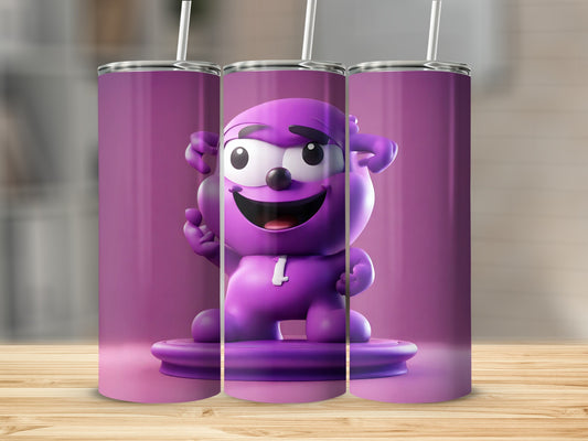 Cute Purple Cartoon Character Tumbler for Kids and Adults
