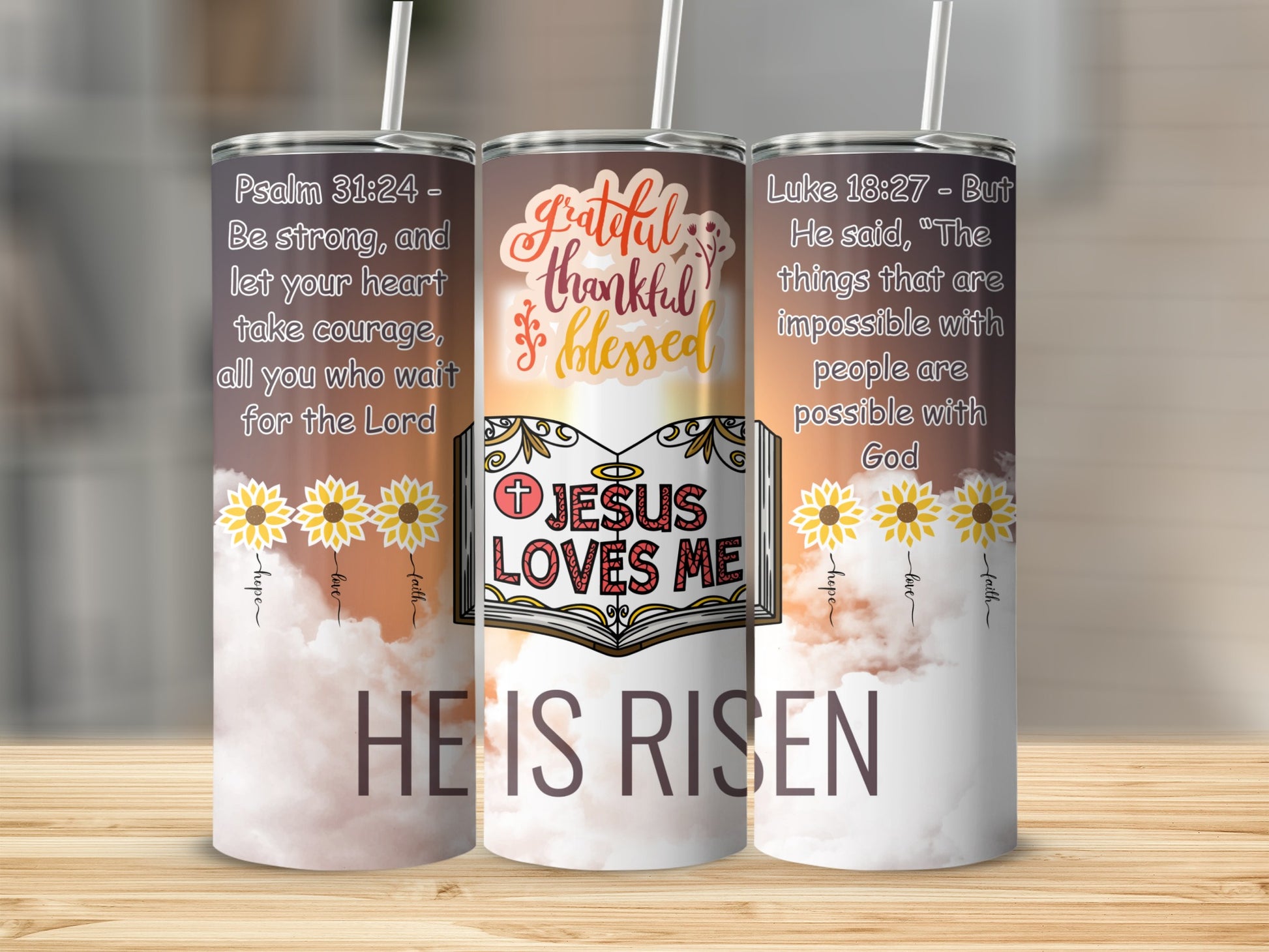 Grateful Thankful Blessed Bible Verses Tumbler