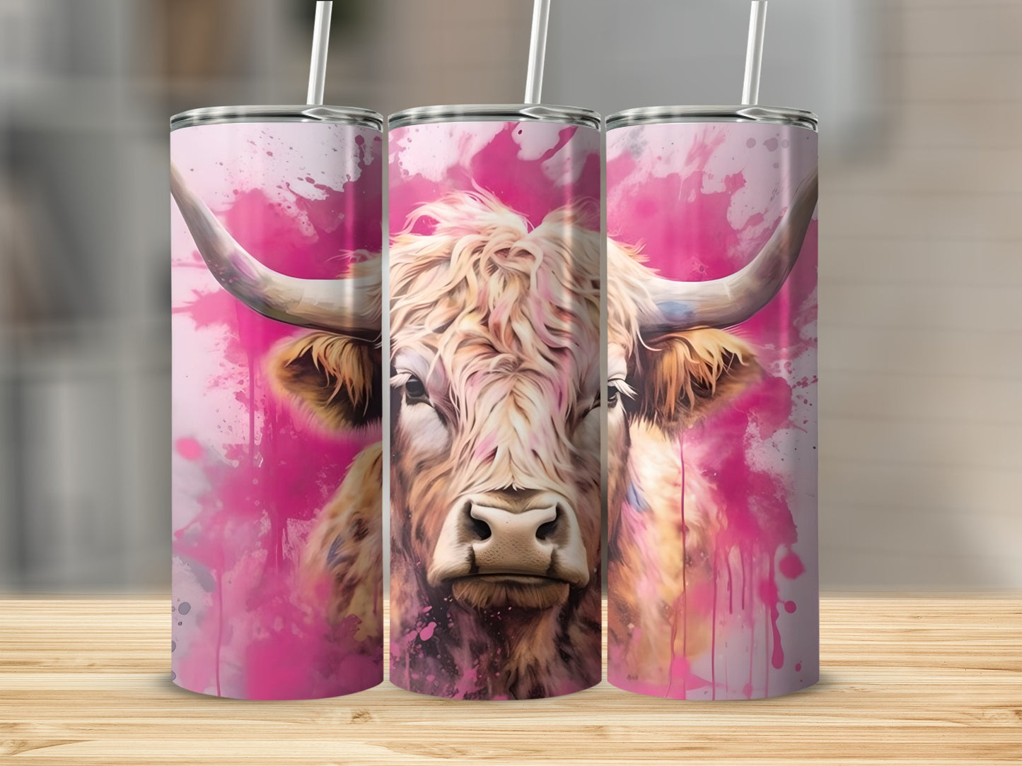 Highland Cow Art Design Insulated Tumbler Cup