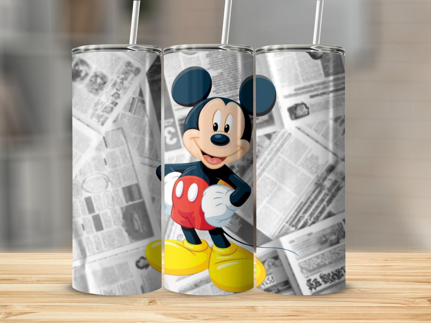 Classic Mickey Mouse Newspaper Design Tumbler