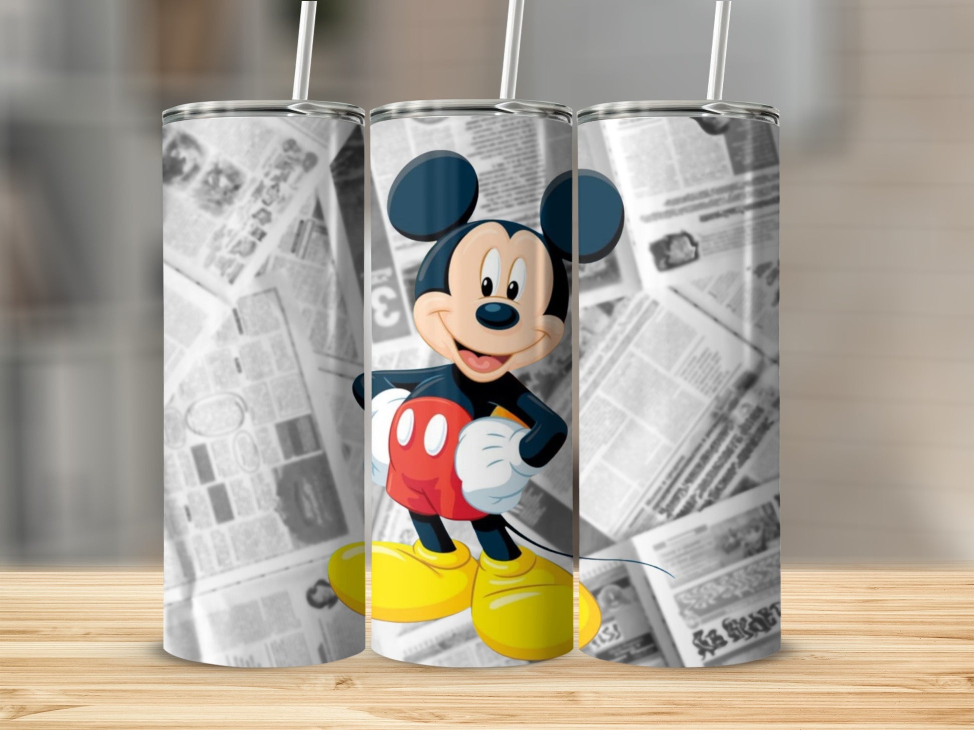 Classic Mickey Mouse Newspaper Design Tumbler